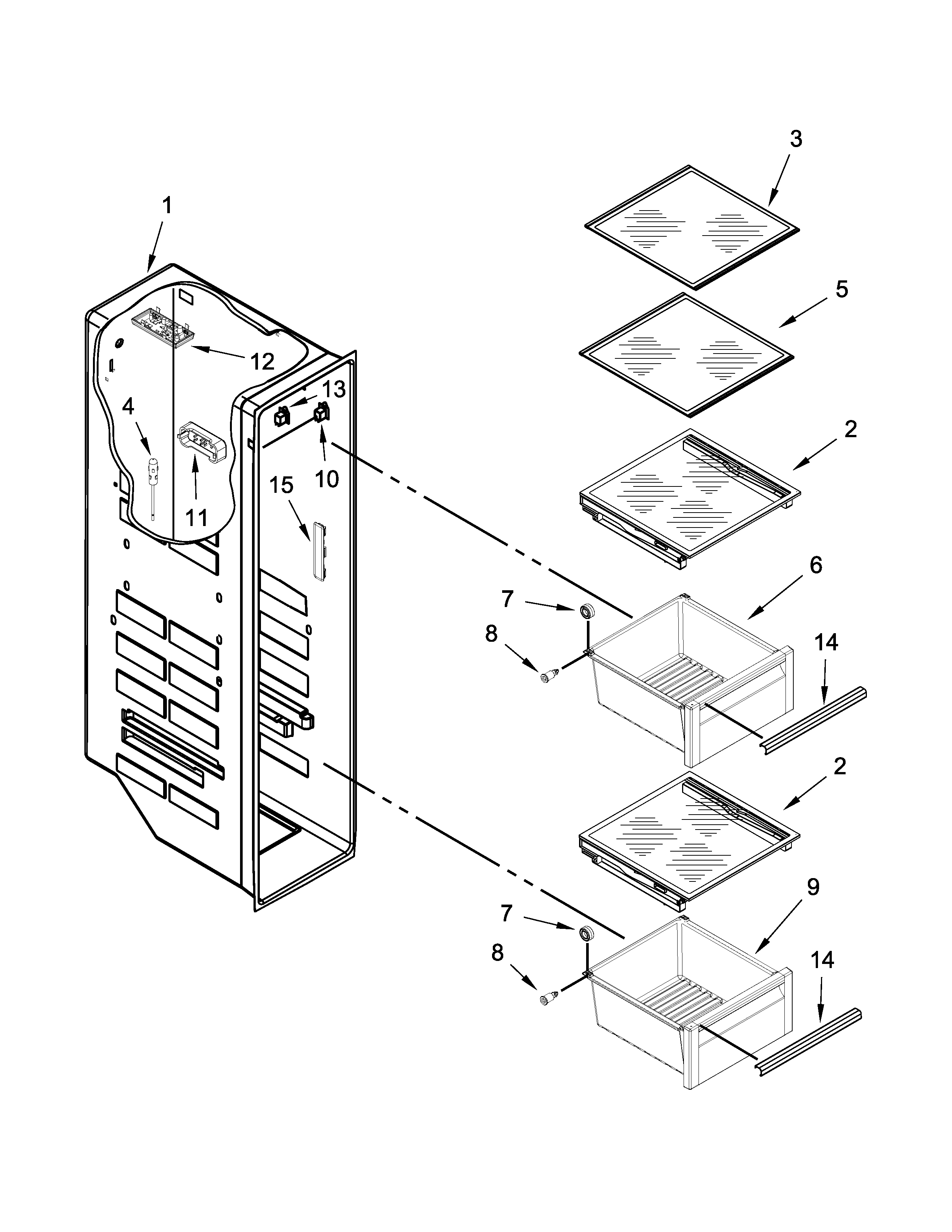 Jenn-Air JSC23C9EEM00 freezer liner parts diagram