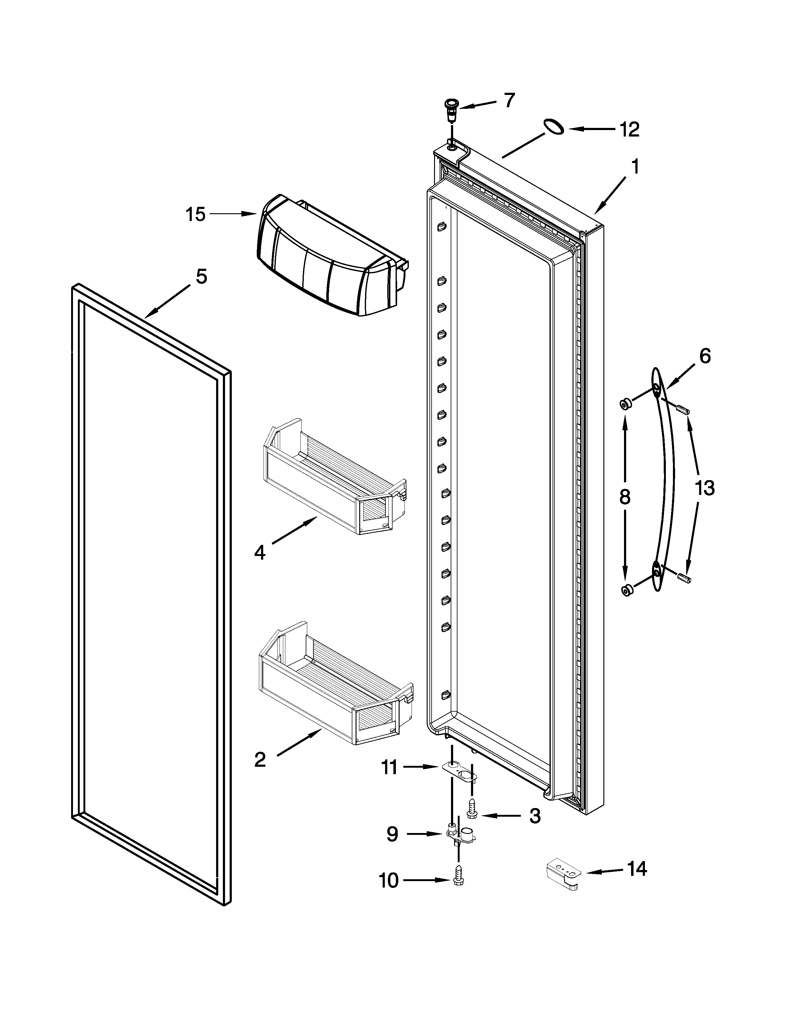 Jenn-Air JSC23C9EEM00 refrigerator door parts diagram