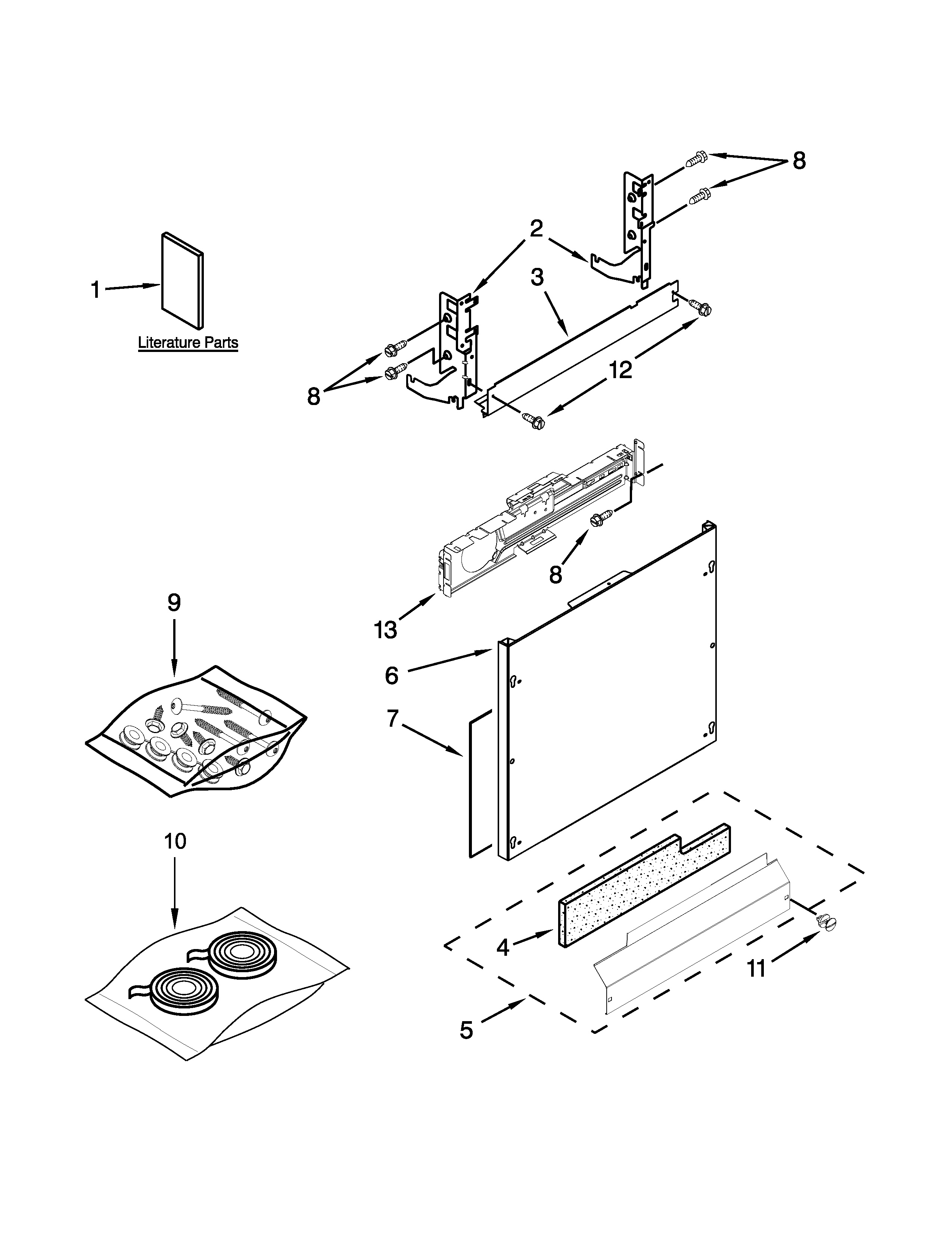 KitchenAid KDTE304DPA0 door and panel parts diagram