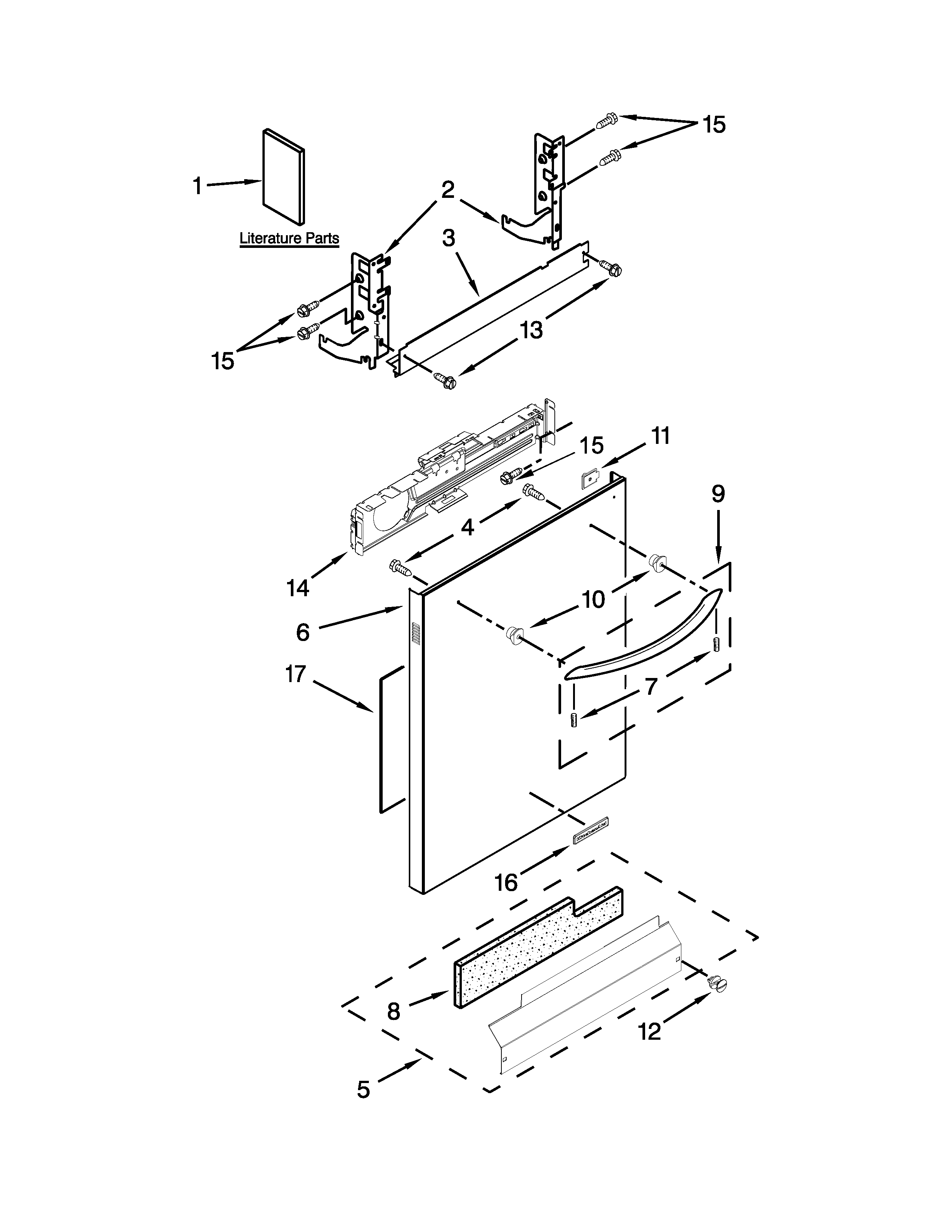 KitchenAid KDTE334DSS0 door and panel parts diagram