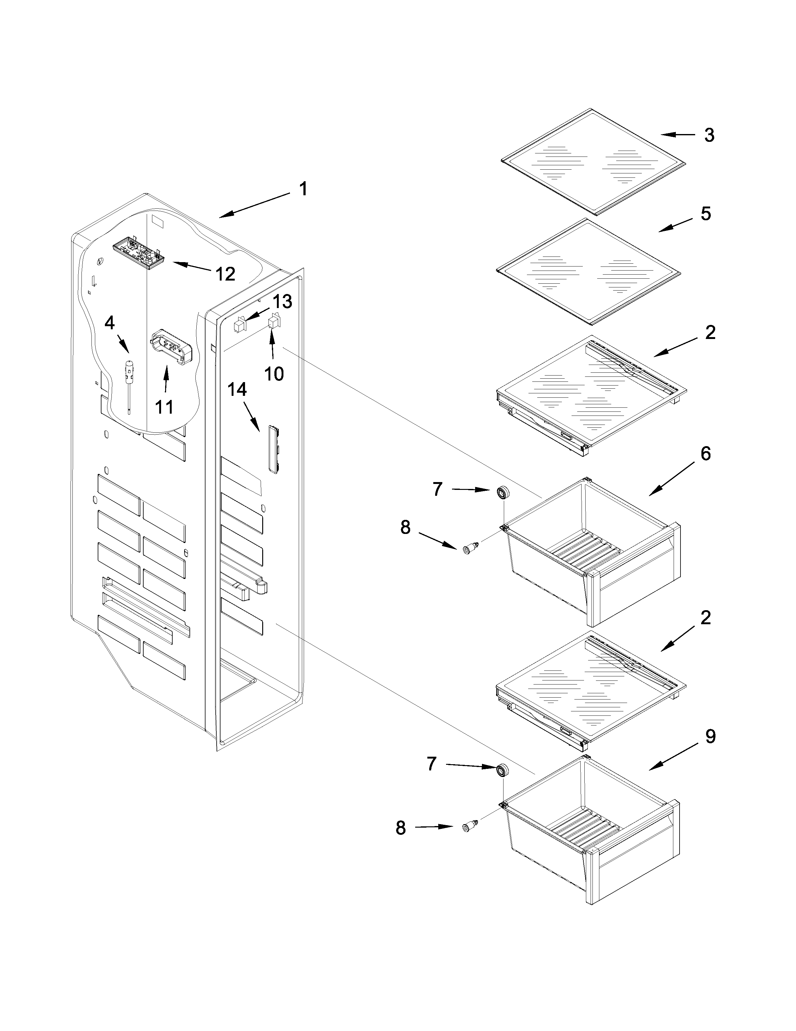 Whirlpool WRS975SIDM00 freezer liner parts diagram