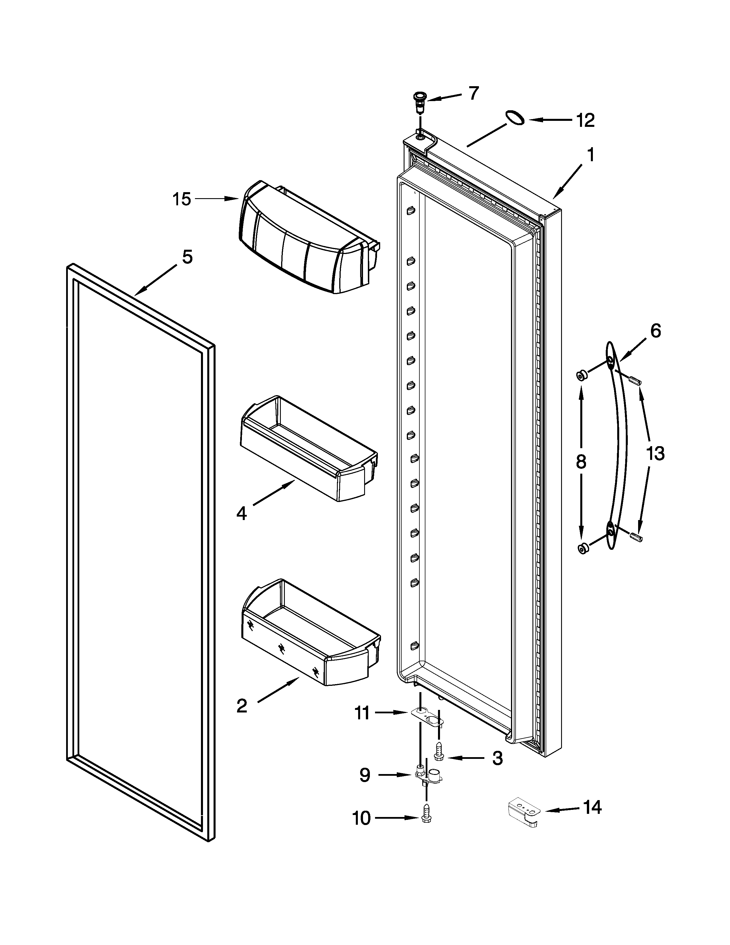 Whirlpool WRS975SIDM00 refrigerator door parts diagram