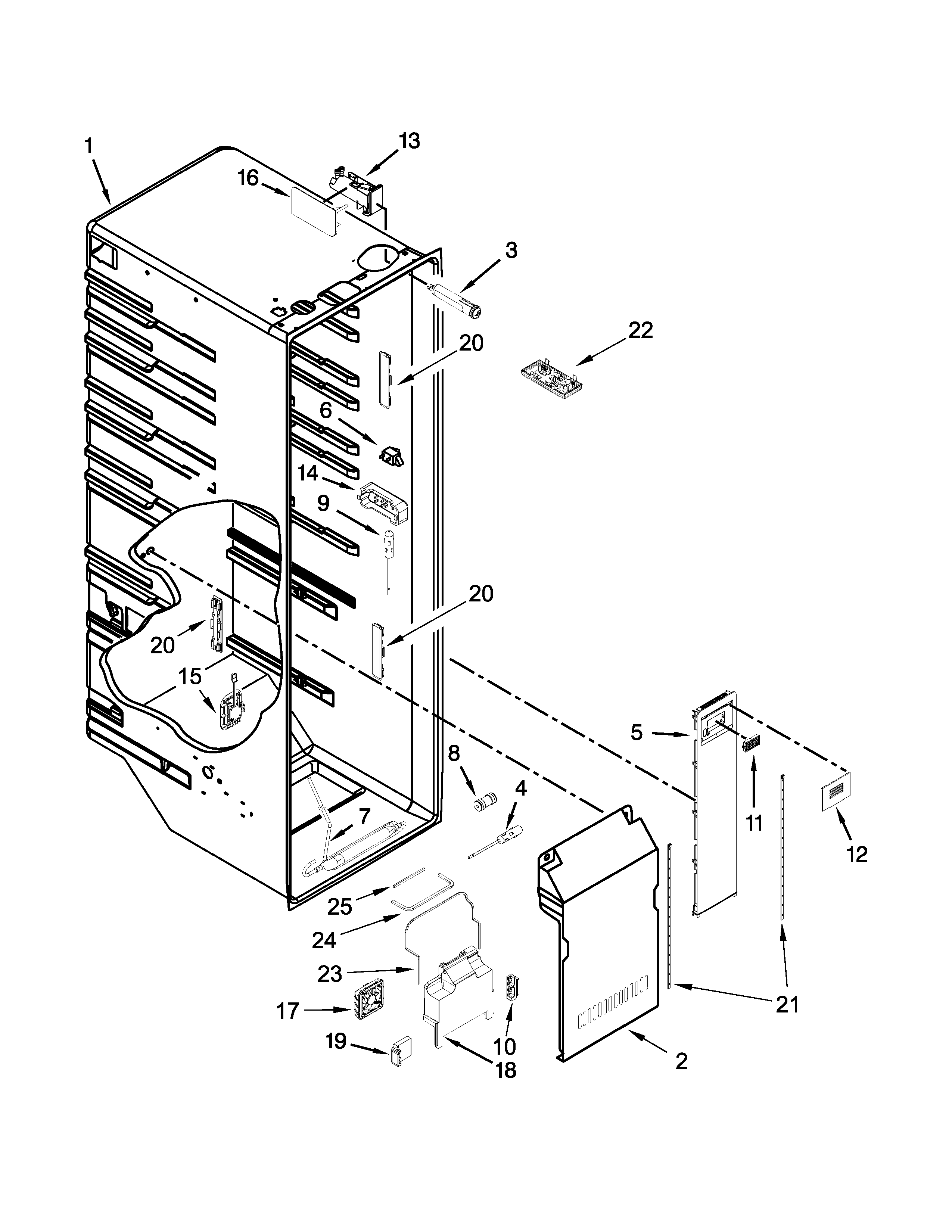 KitchenAid KRSC500ESS00 refrigerator liner parts diagram