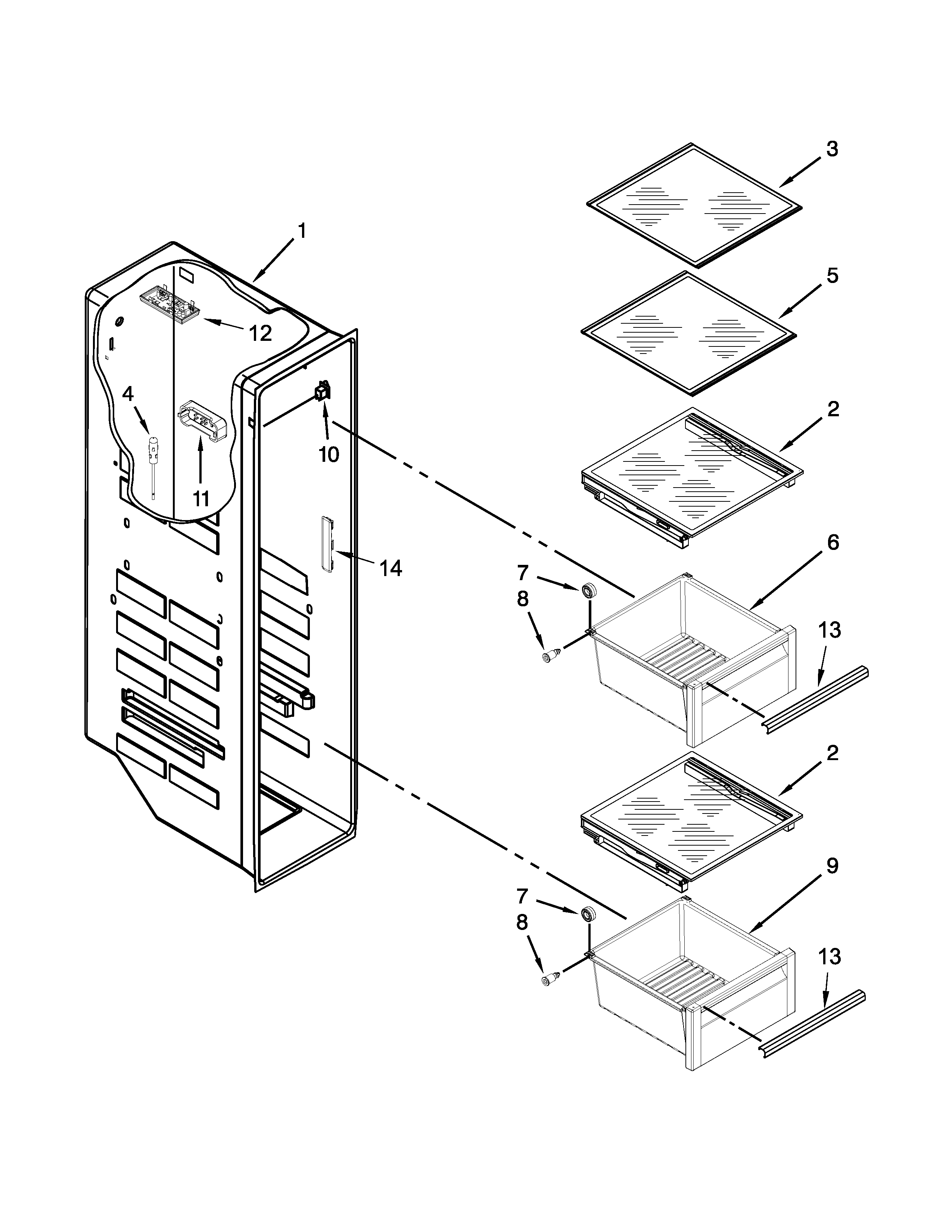KitchenAid KRSC500ESS00 freezer liner parts diagram
