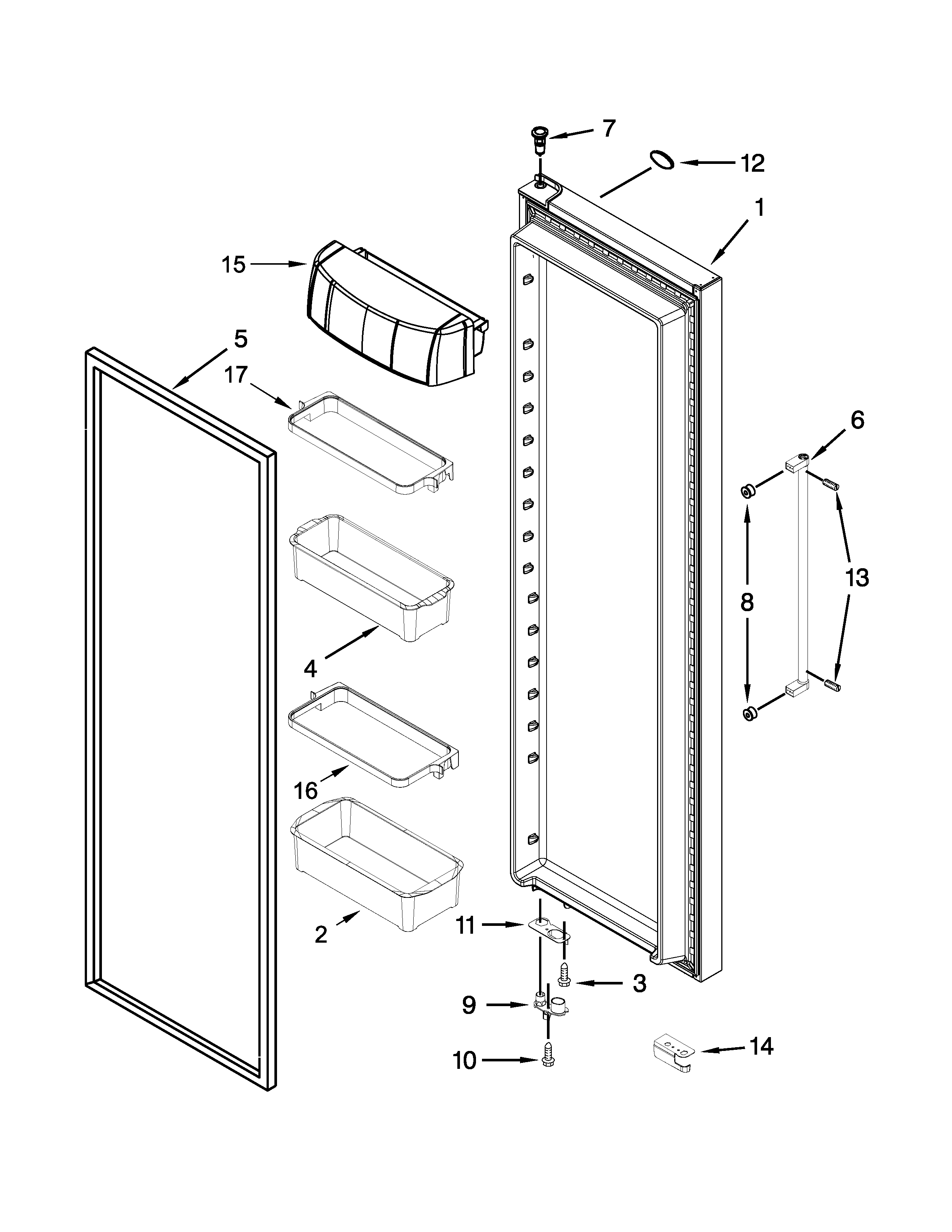 KitchenAid KRSC500ESS00 refrigerator door parts diagram
