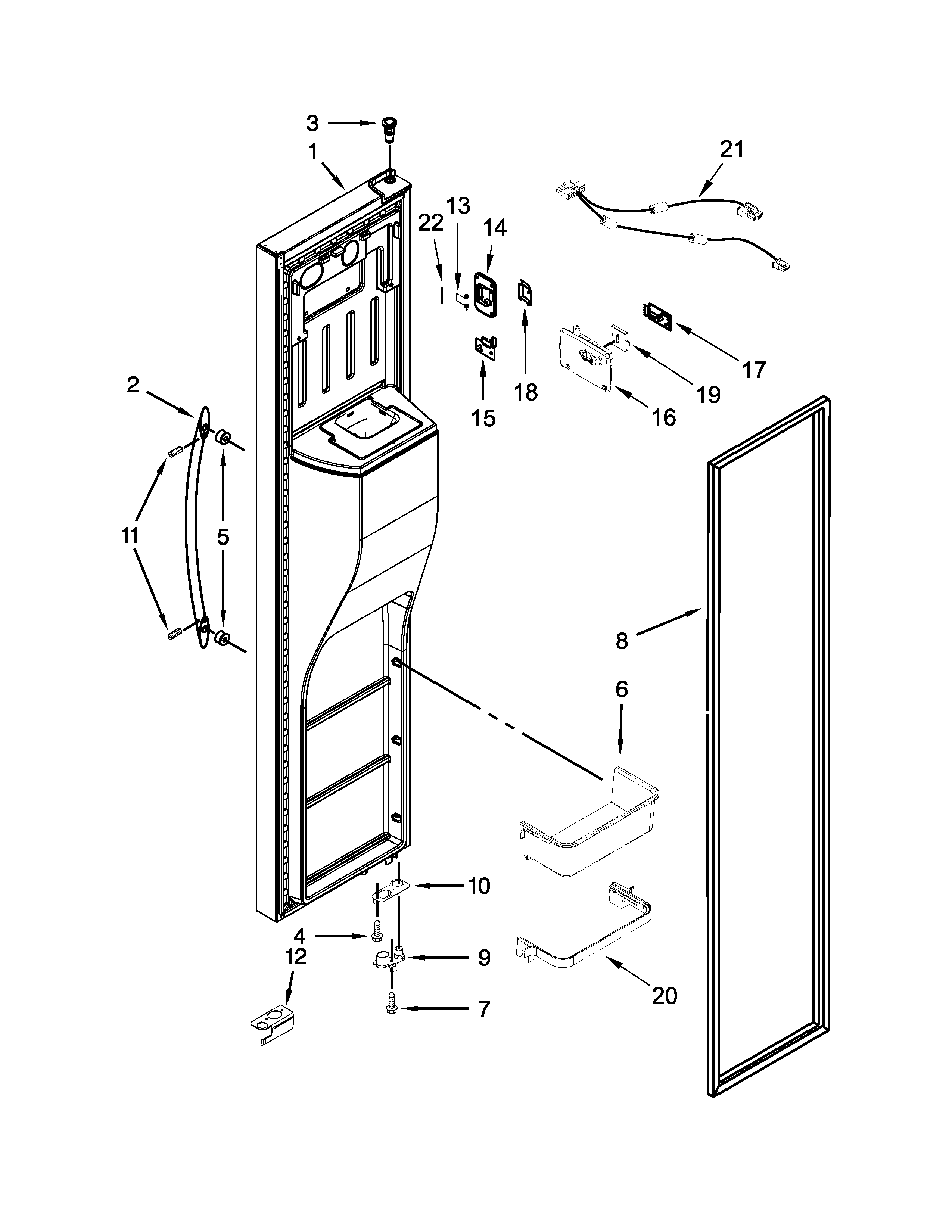 KitchenAid 7KSF26C6YY00 freezer door parts diagram