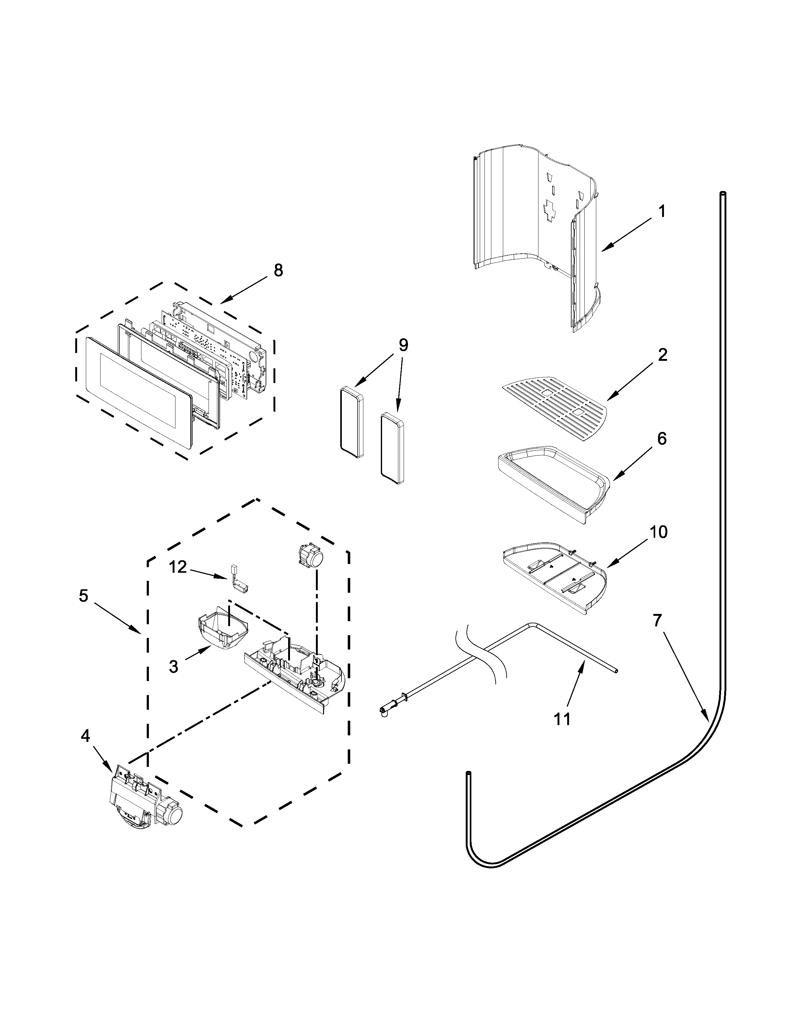 KitchenAid 7KSF26C6YY00 dispenser parts diagram