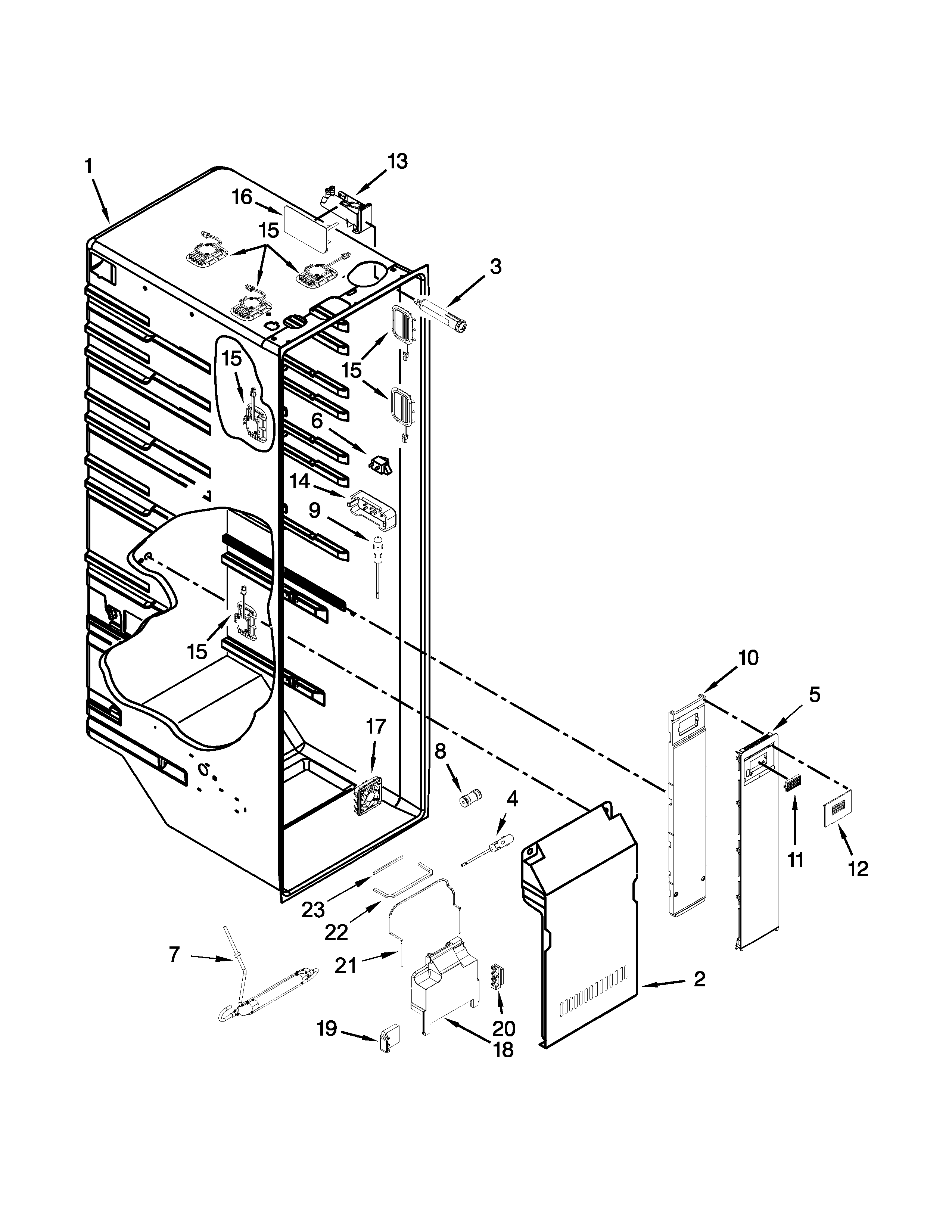 Jenn-Air JSC24C8EAM02 refrigerator liner parts diagram