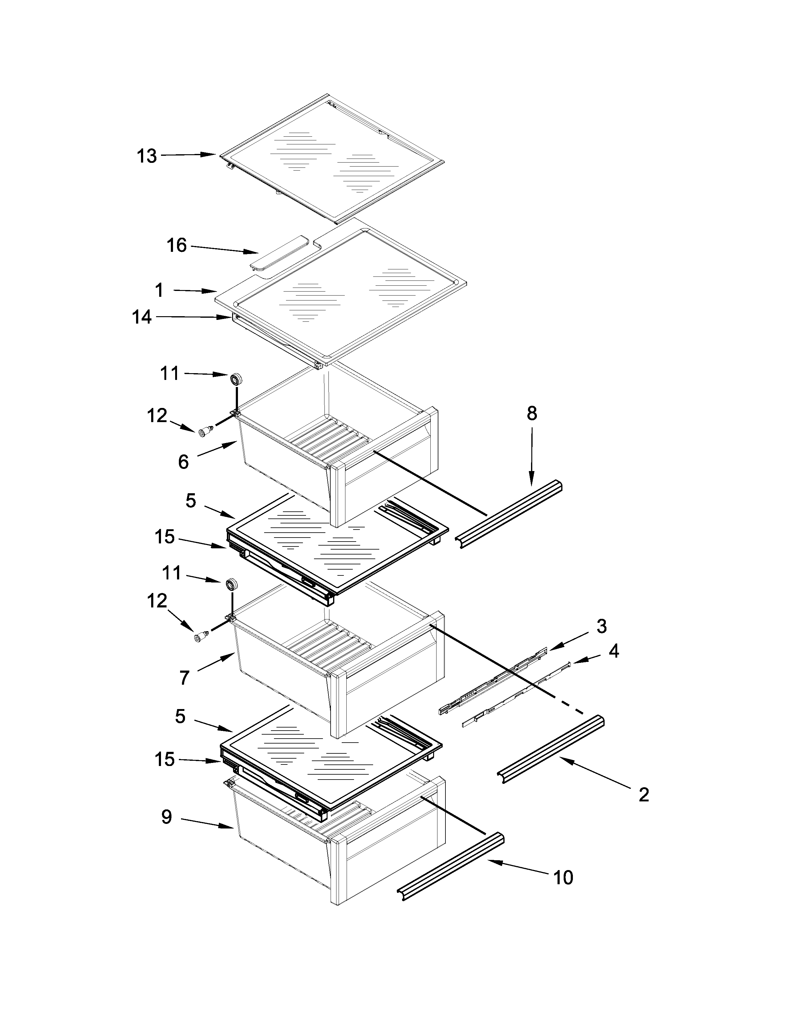 Jenn-Air JSC24C8EAM02 refrigerator shelf parts diagram