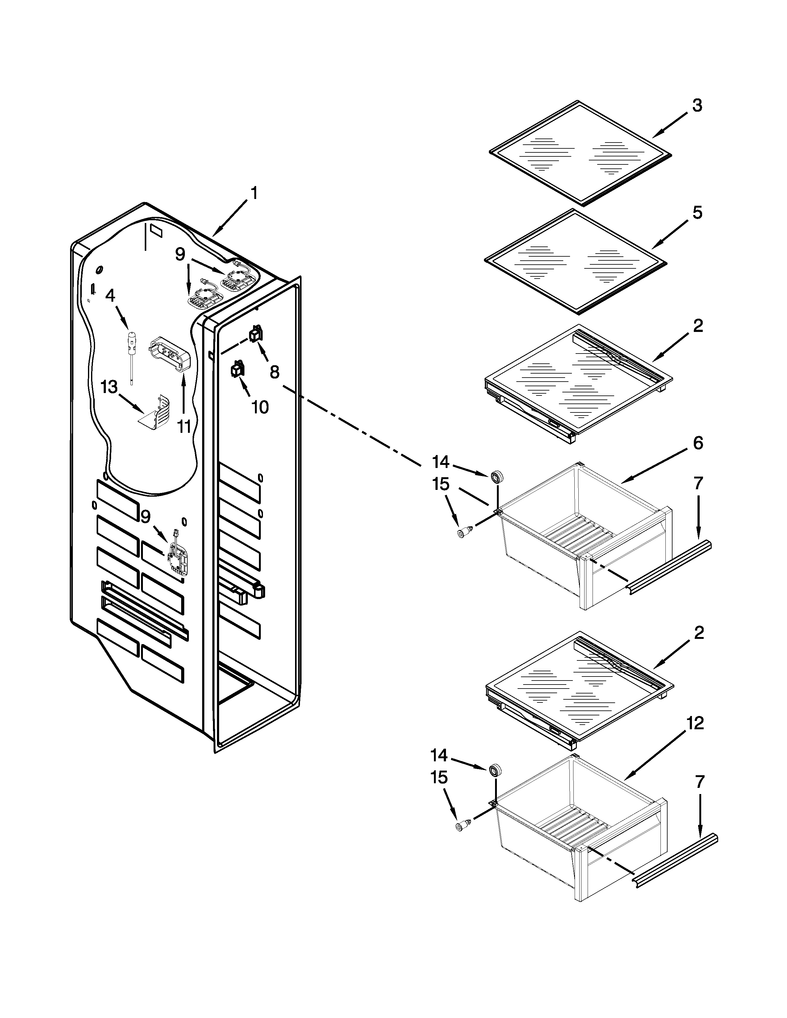 Jenn-Air JSC24C8EAM02 freezer liner parts diagram