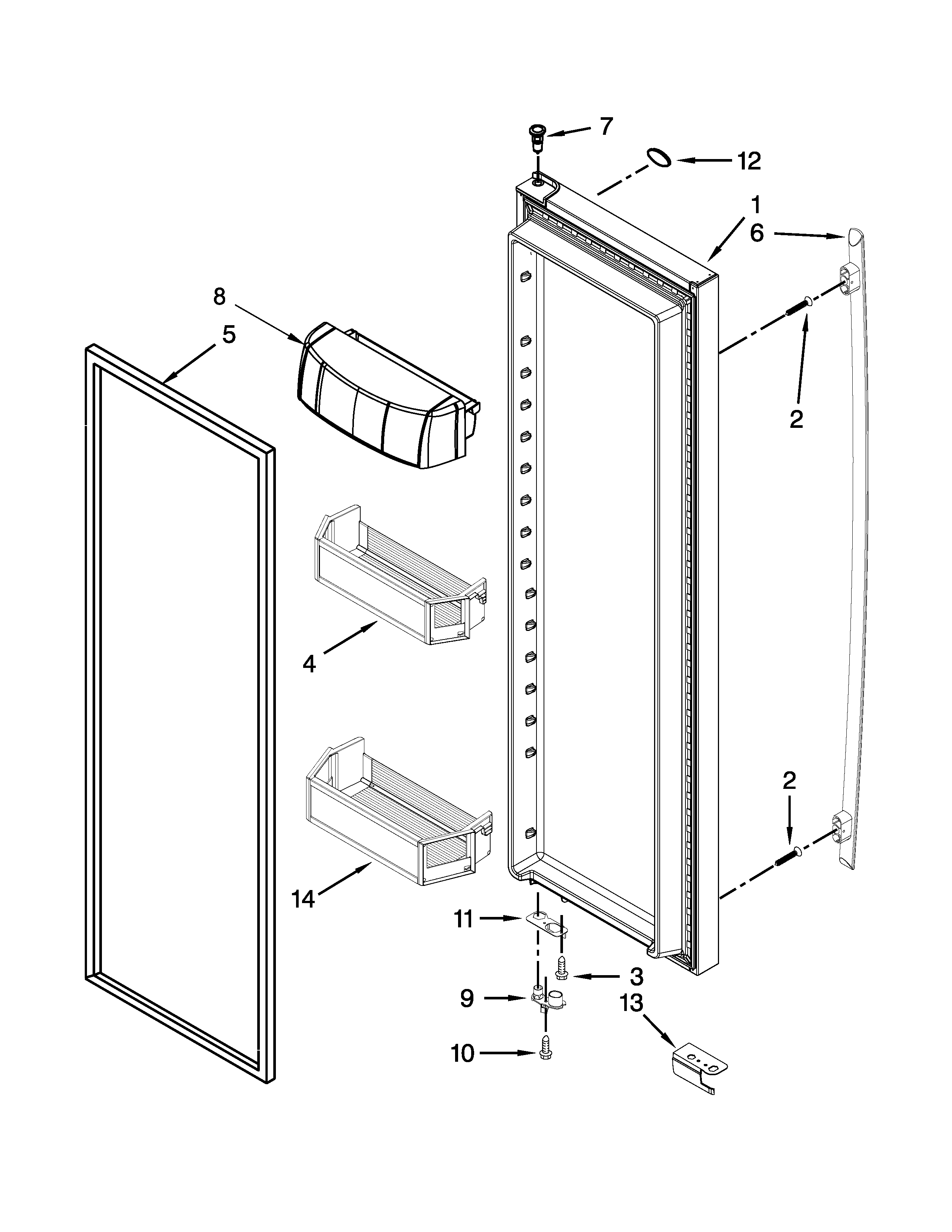 Jenn-Air JSC24C8EAM02 refrigerator door parts diagram