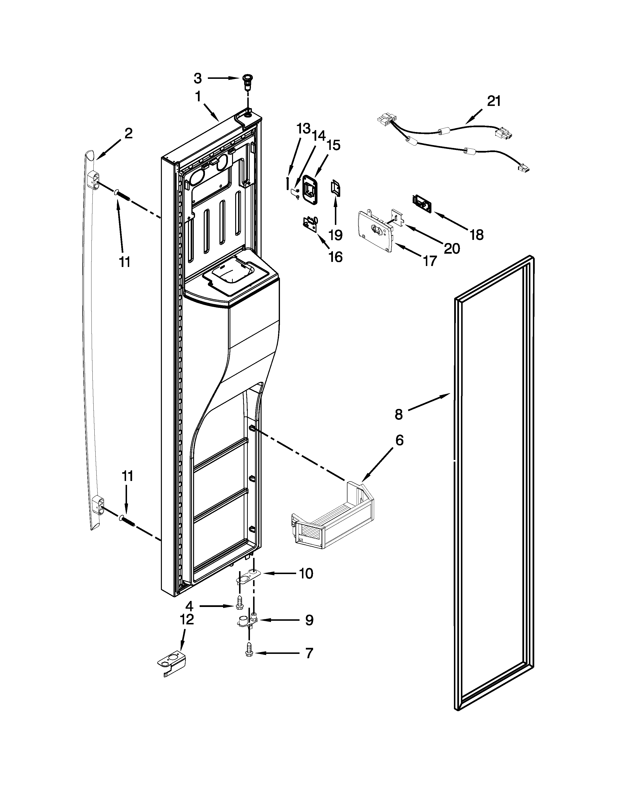 Jenn-Air JSC24C8EAM02 freezer door parts diagram