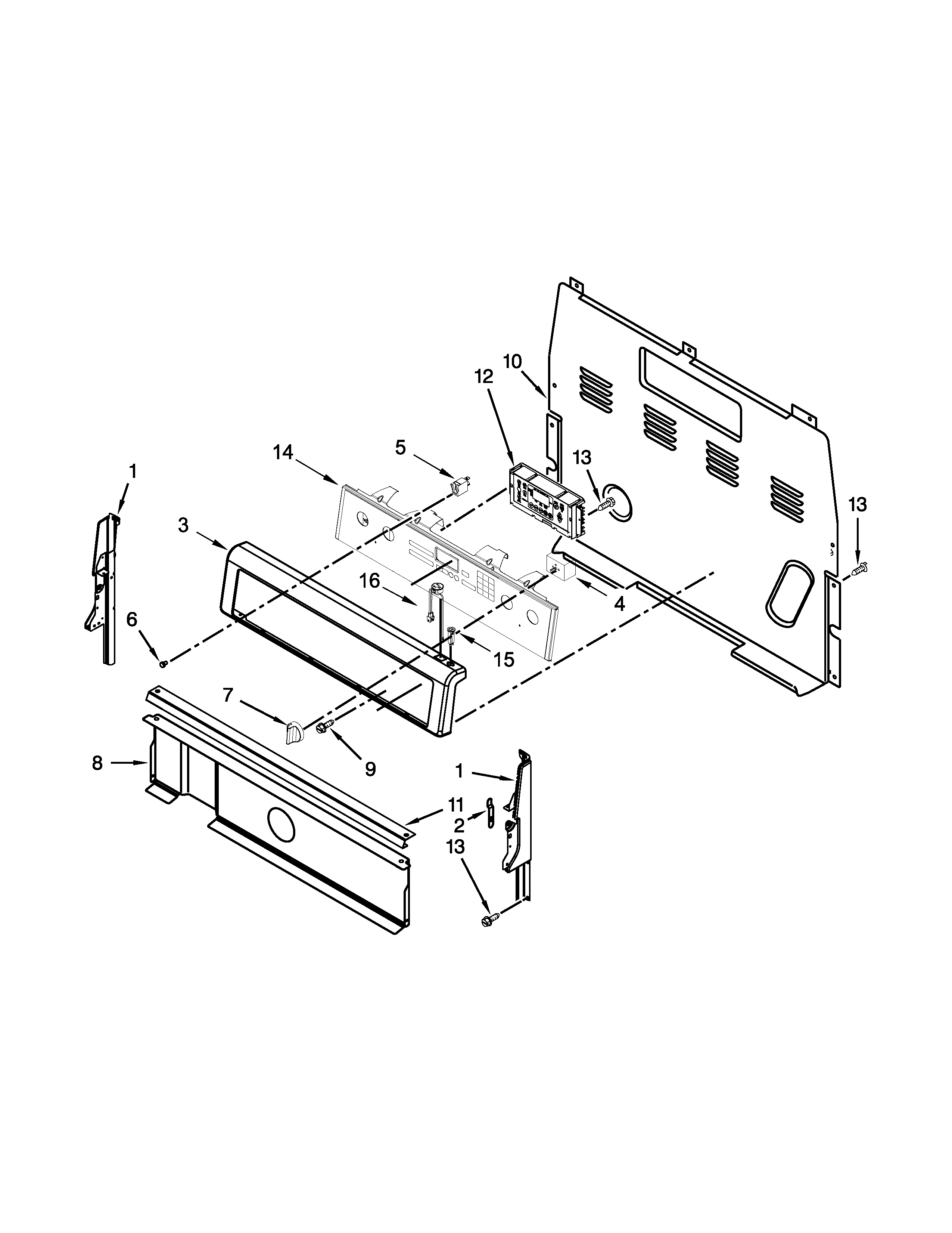Whirlpool YWFE715H0EE0 control panel parts diagram