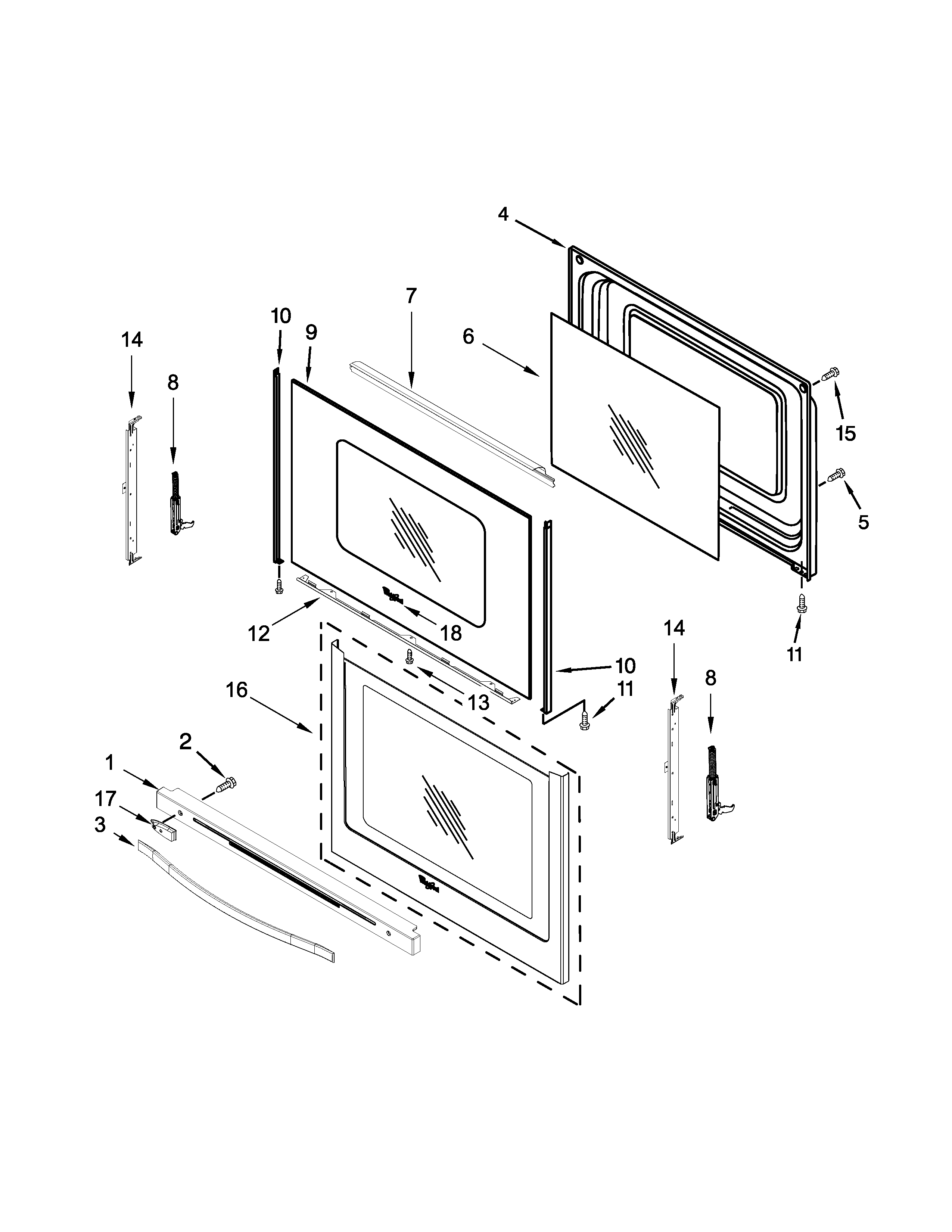Whirlpool YWFE715H0EE0 door parts diagram
