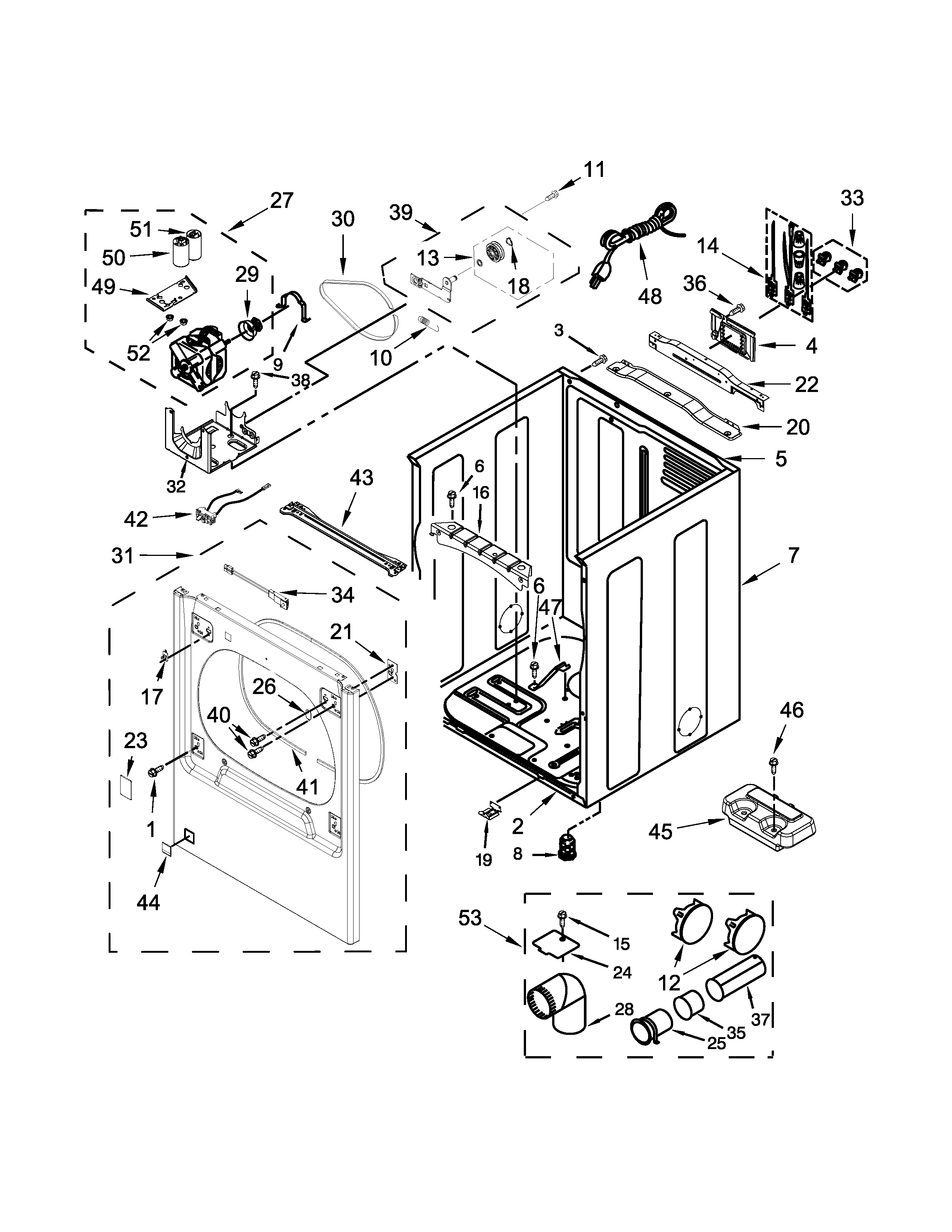 Maytag MGDB855DC0 cabinet parts diagram