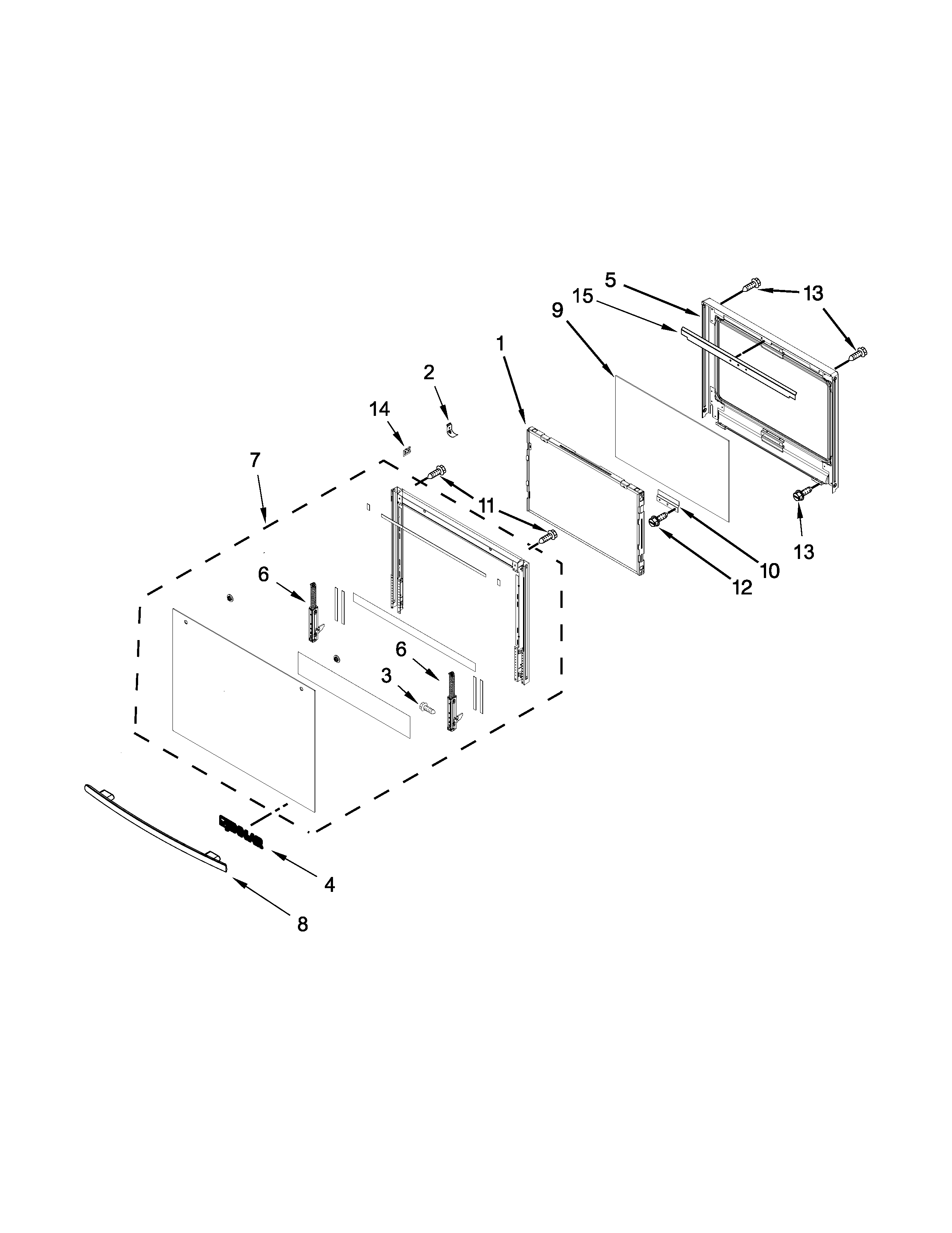 Jenn-Air JJW2830DB00 lower oven door parts diagram