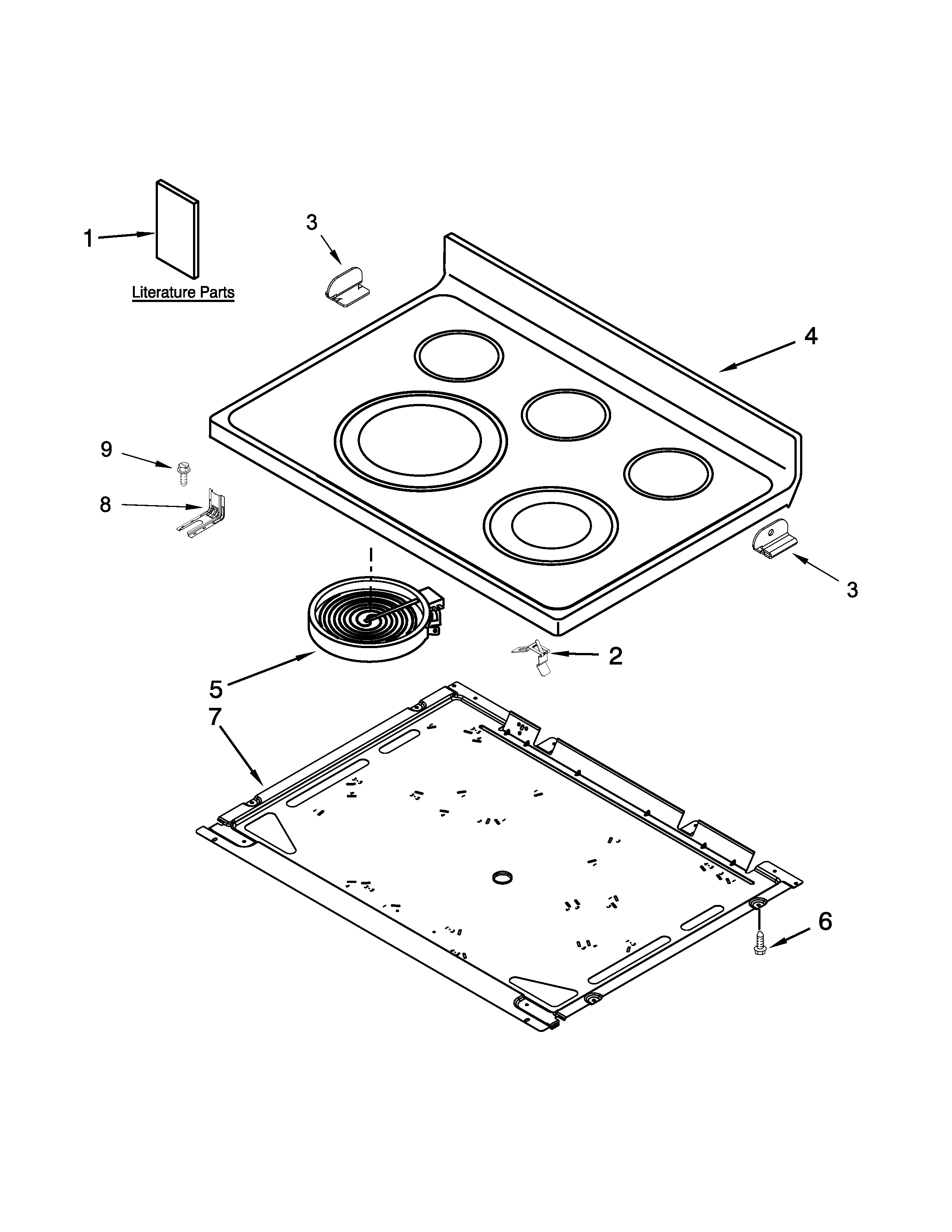 Whirlpool WFE540H0EW0 cooktop parts diagram