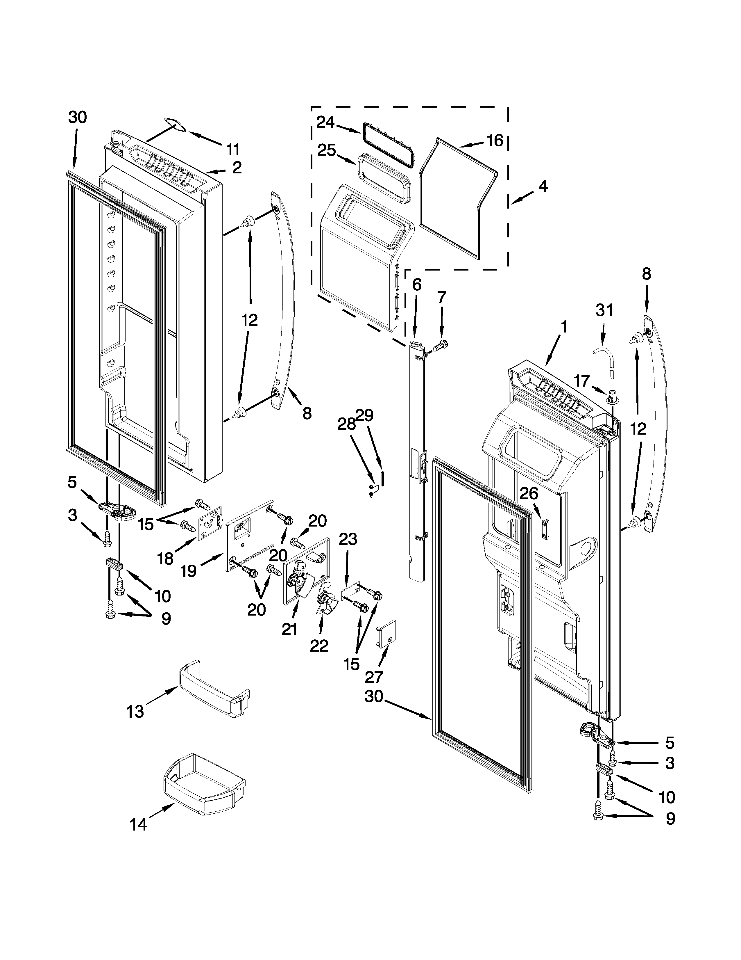 Whirlpool WRF757SDEM00 refrigerator door parts diagram