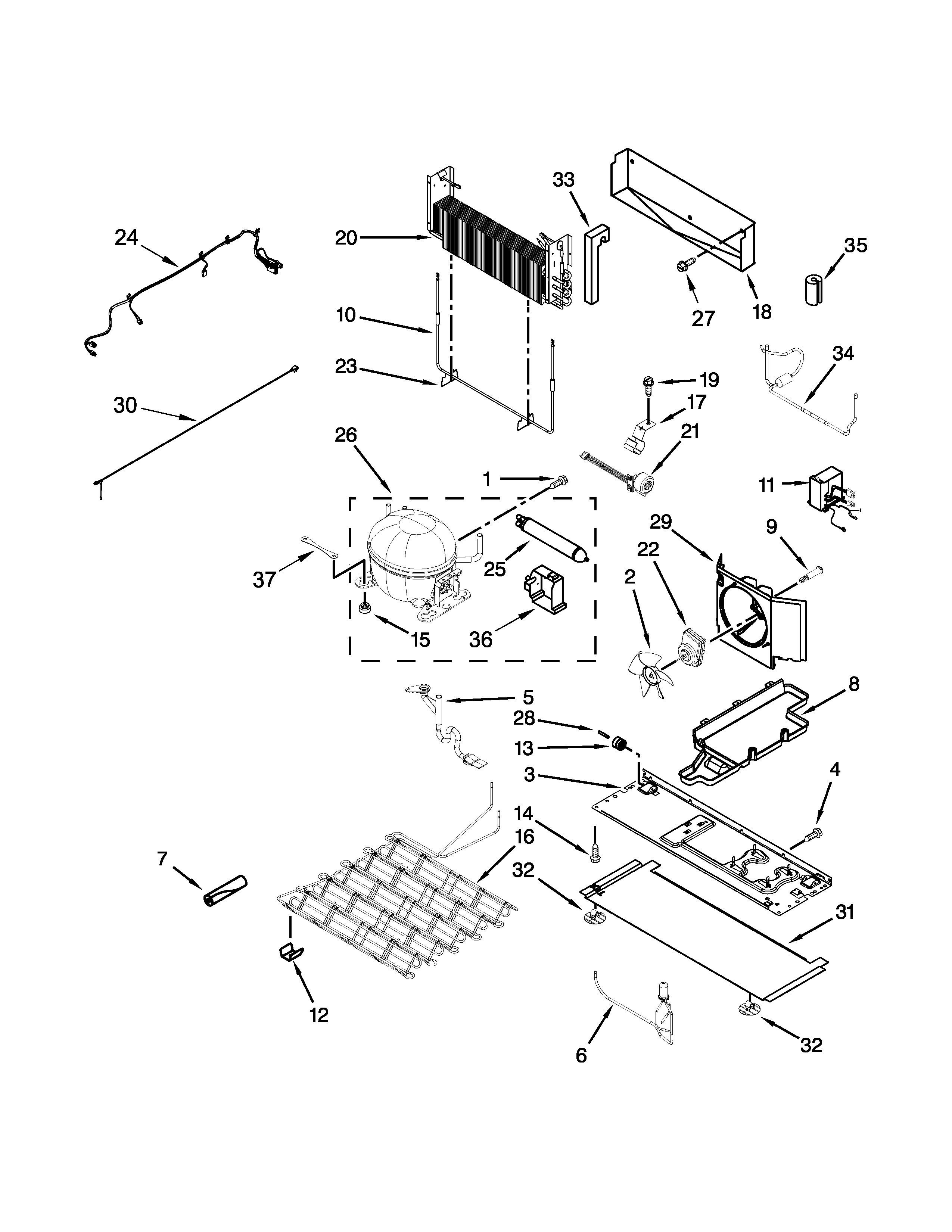 Whirlpool WRF757SDEM00 unit parts diagram