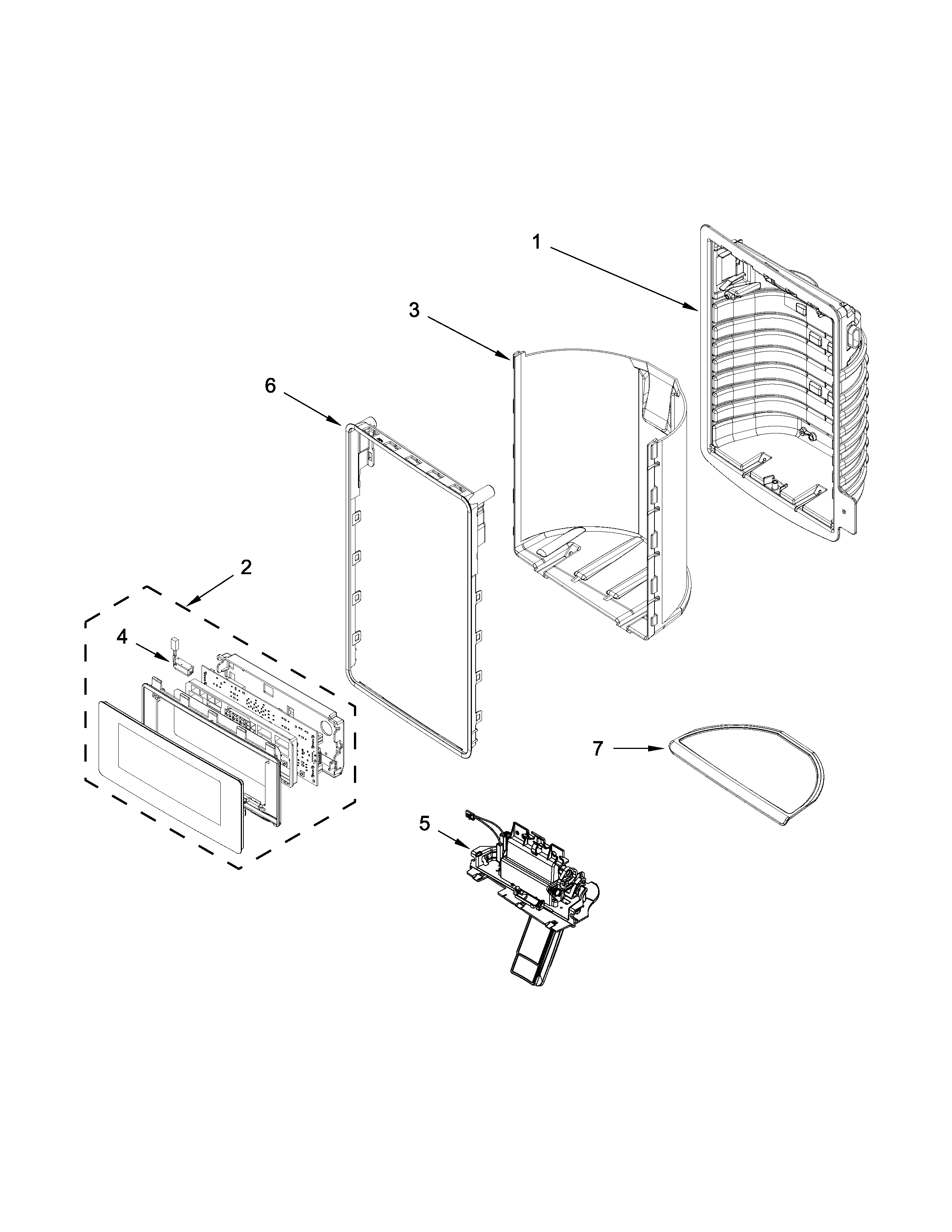 Whirlpool WRF757SDEM00 dispenser front parts diagram