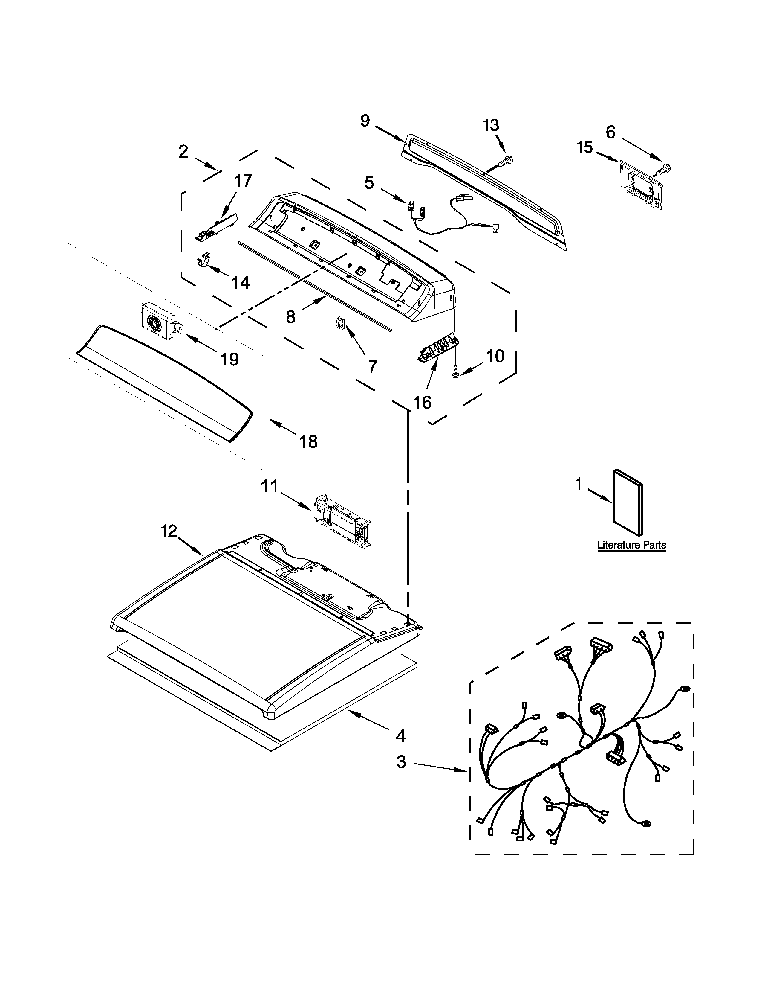 Whirlpool YWED8500DW1 top and console parts diagram