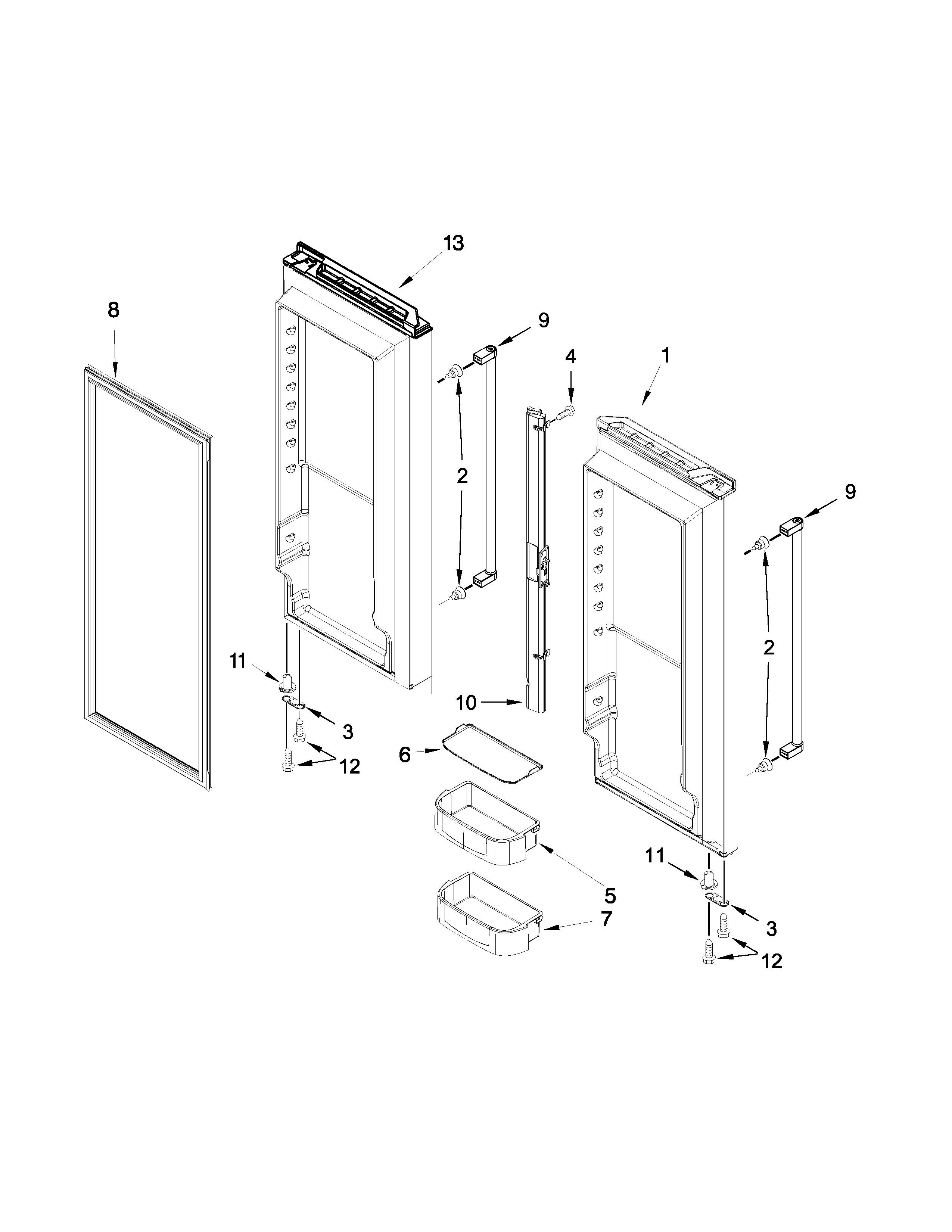 KitchenAid KRFC302EBL00 refrigerator door parts diagram