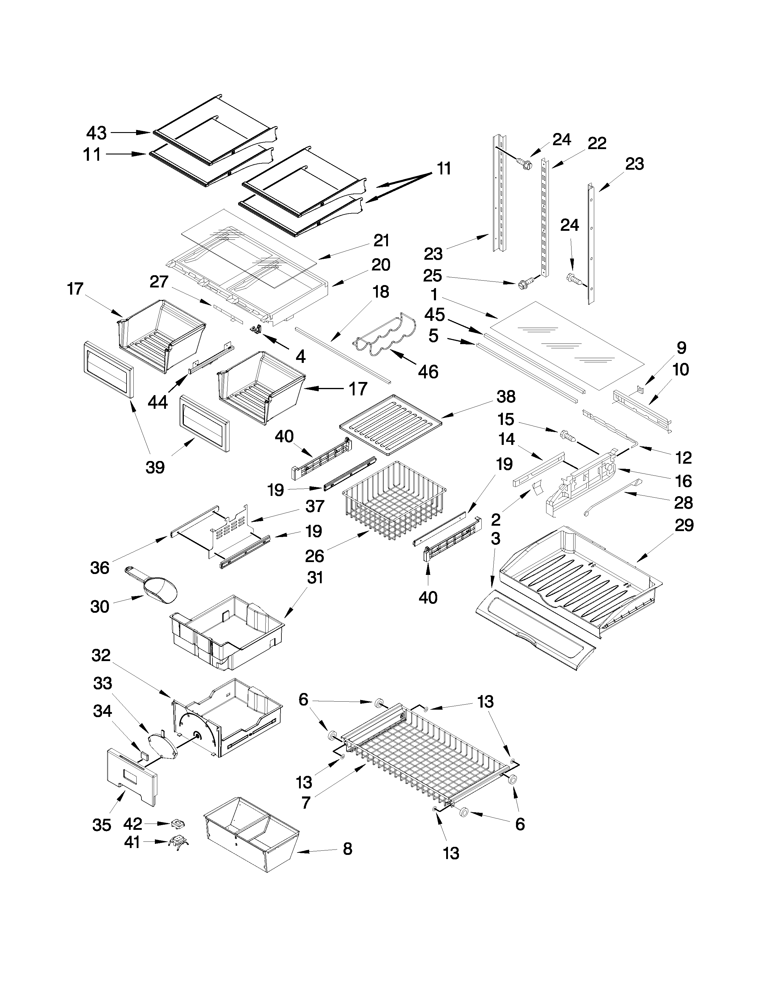 KitchenAid KRFC302EBL00 shelf parts diagram
