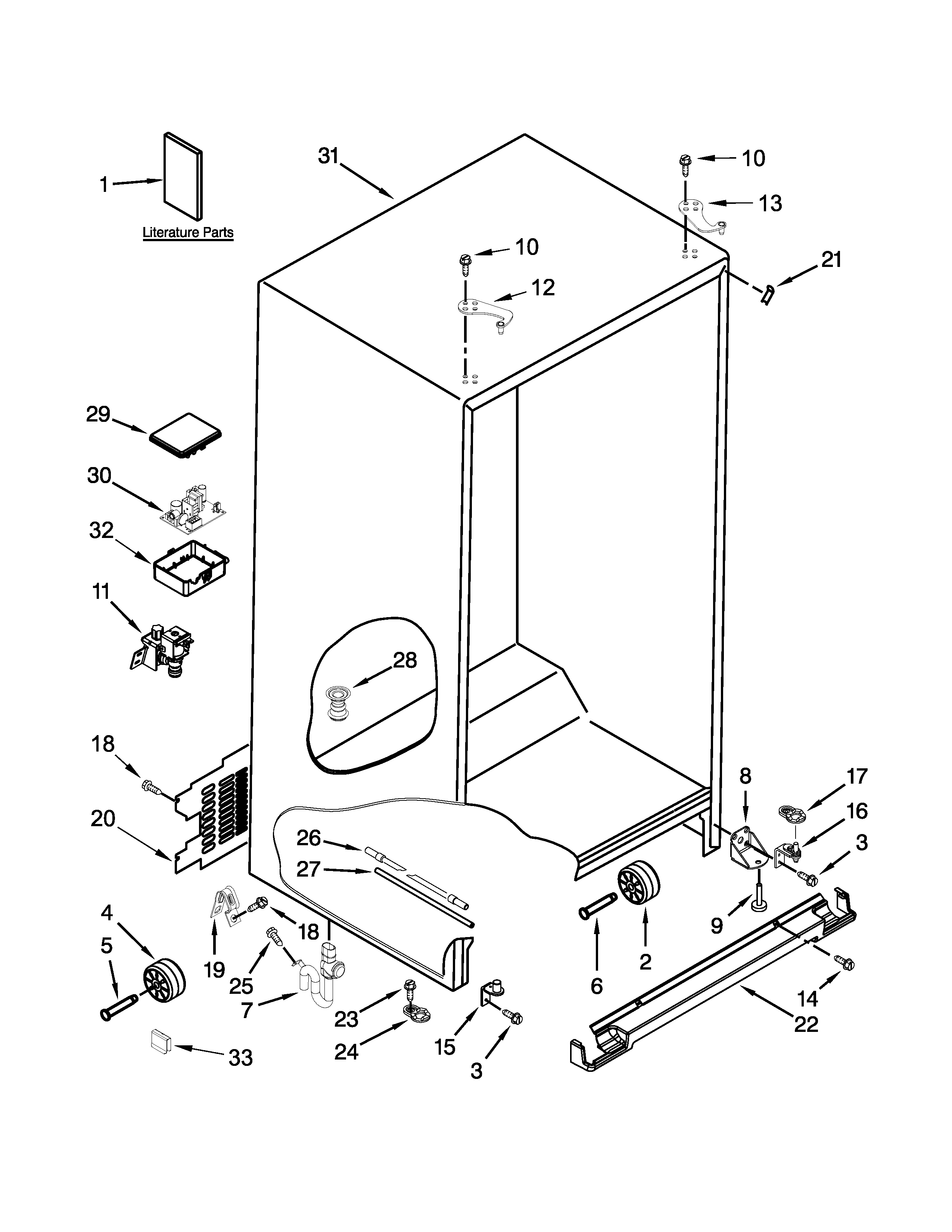 Whirlpool WRS586FLDB01 cabinet parts diagram