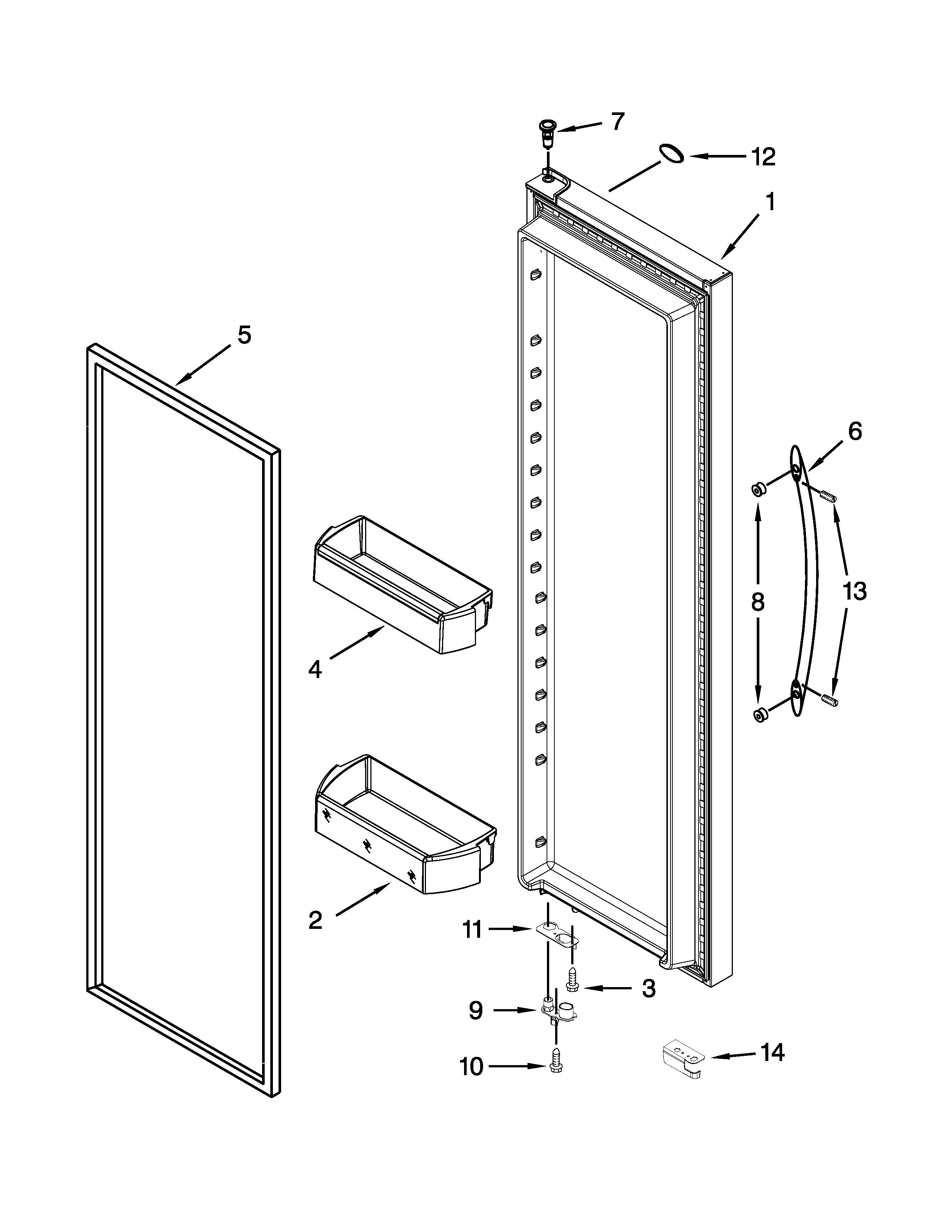 Whirlpool WRS586FLDB01 refrigerator door parts diagram