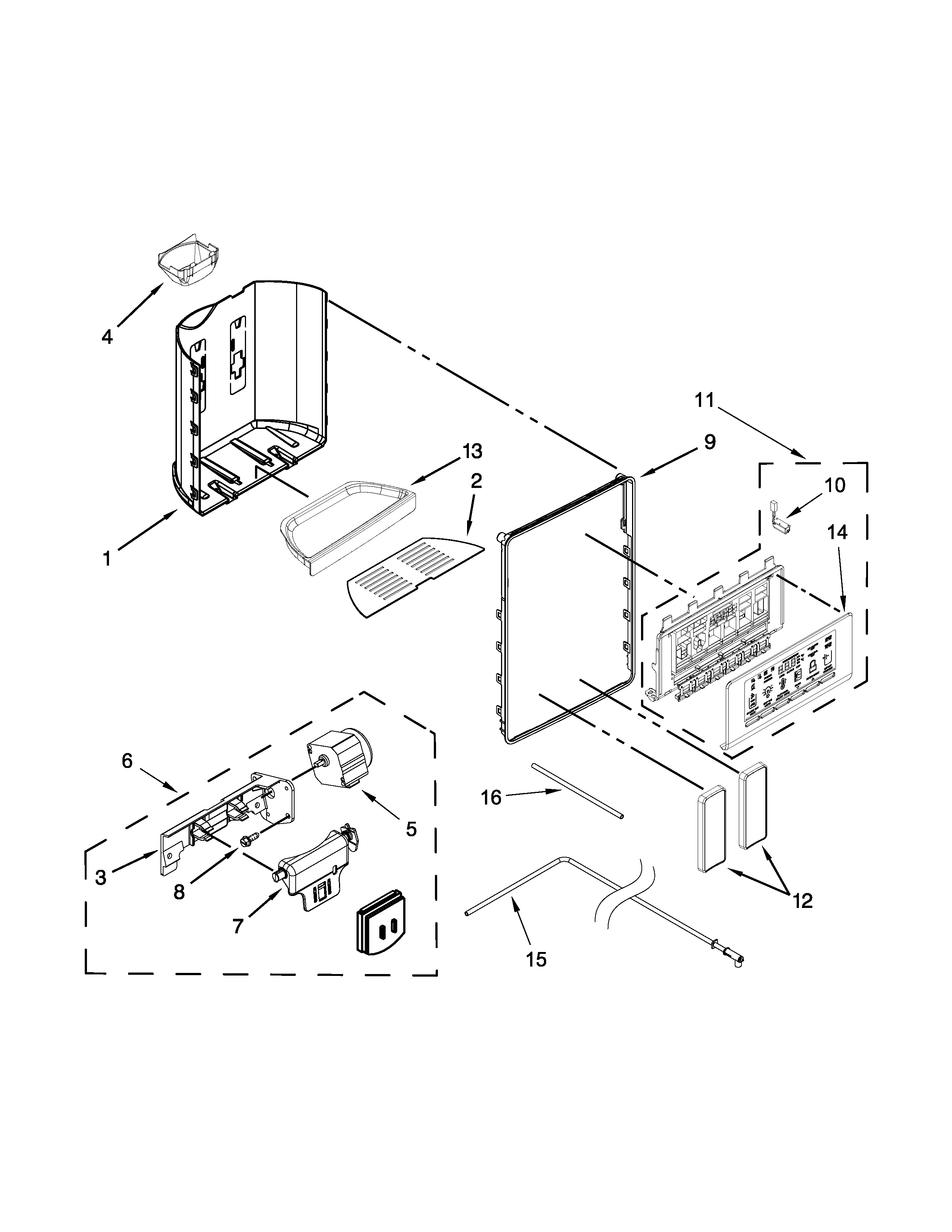 Whirlpool WRS586FLDB01 dispenser parts diagram