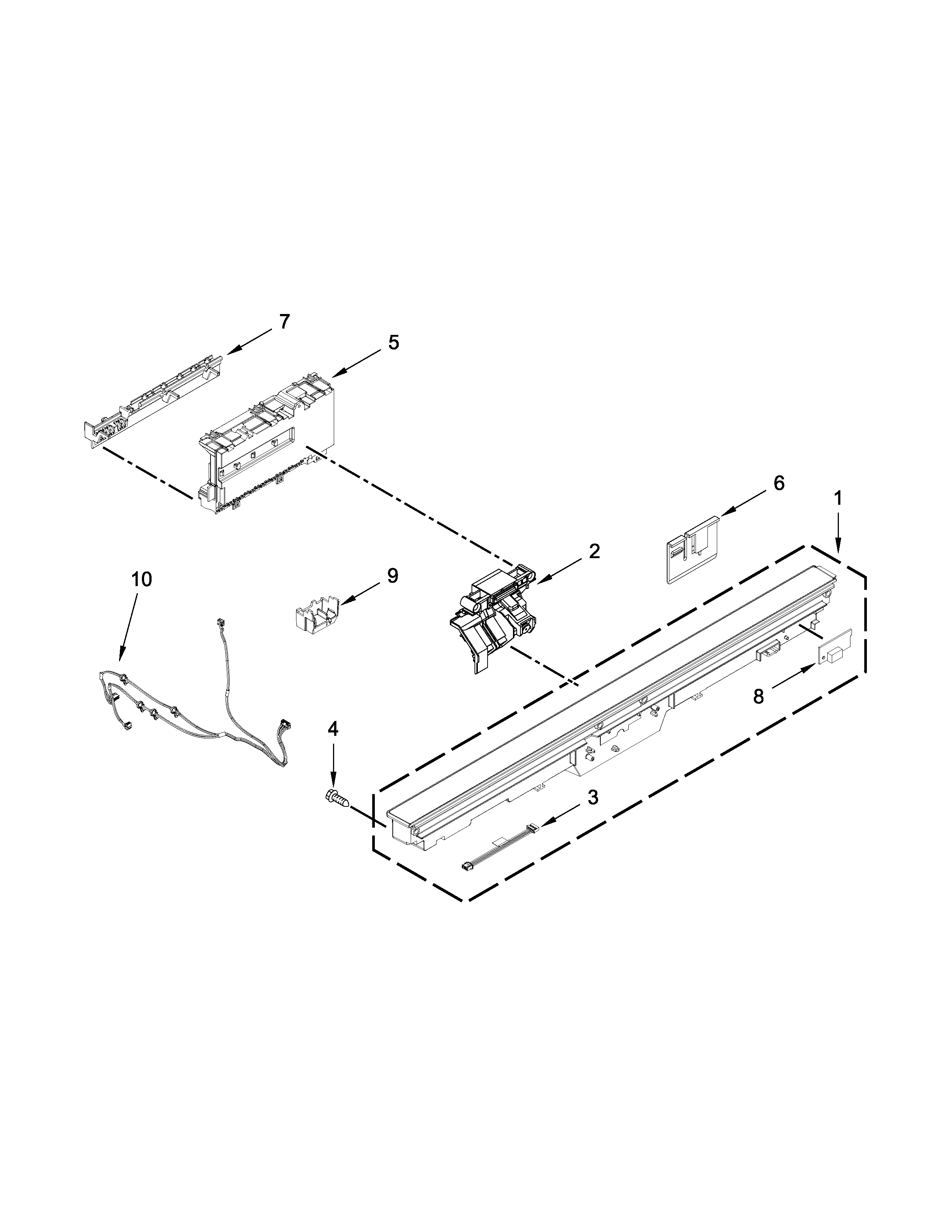Jenn-Air JDB9800CWS2 control panel and latch parts diagram