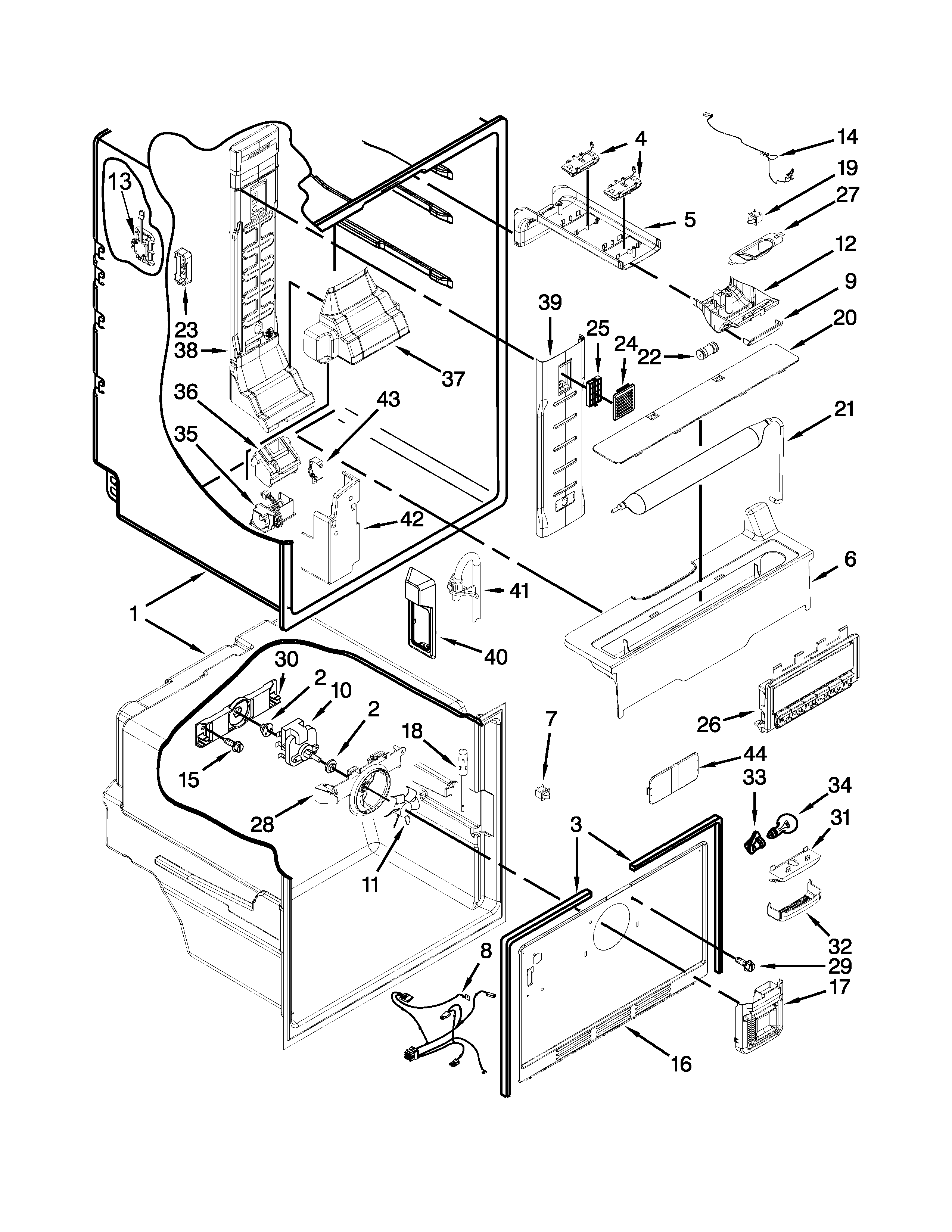 KitchenAid KRFF300EBL00 liner parts diagram