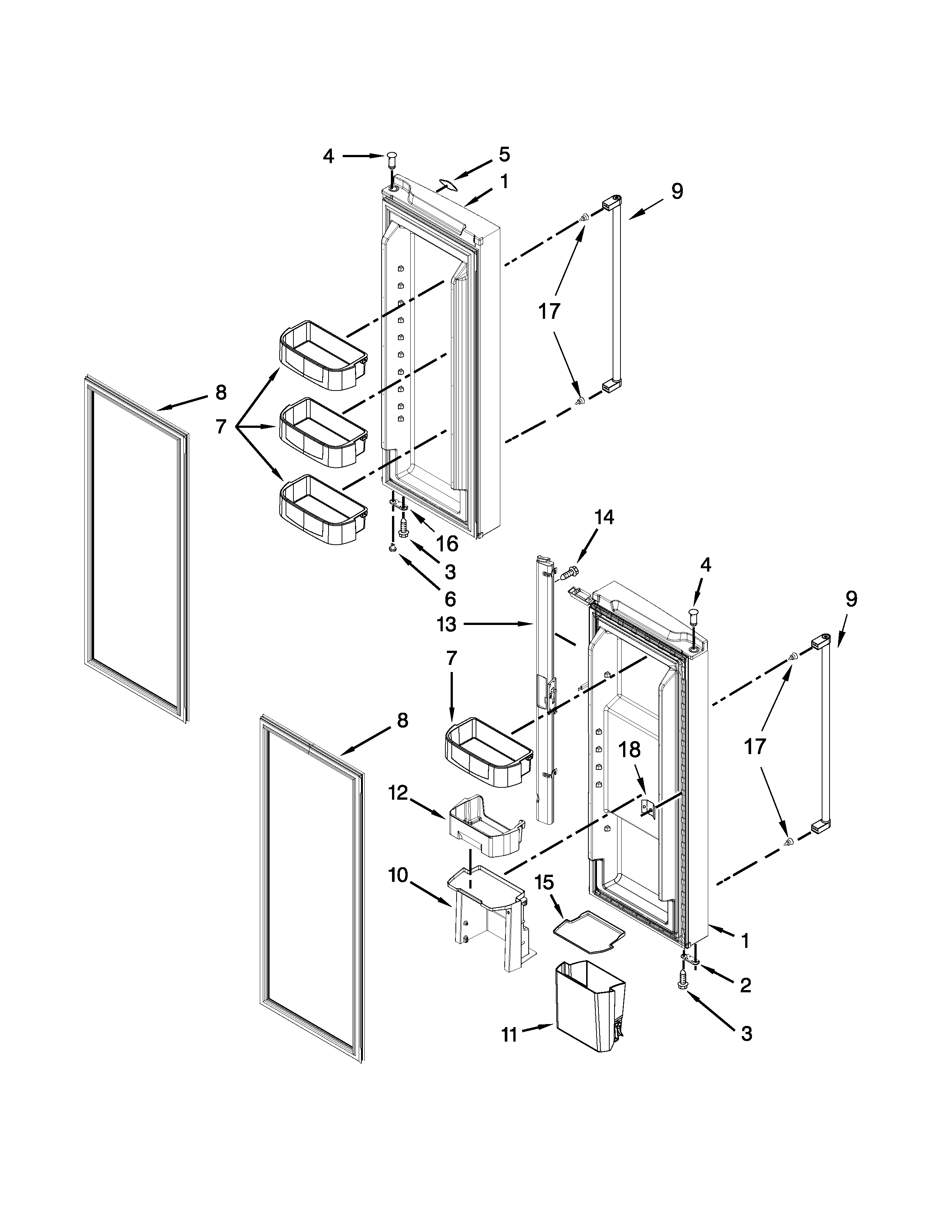 KitchenAid KRFF300EBL00 refrigerator door parts diagram