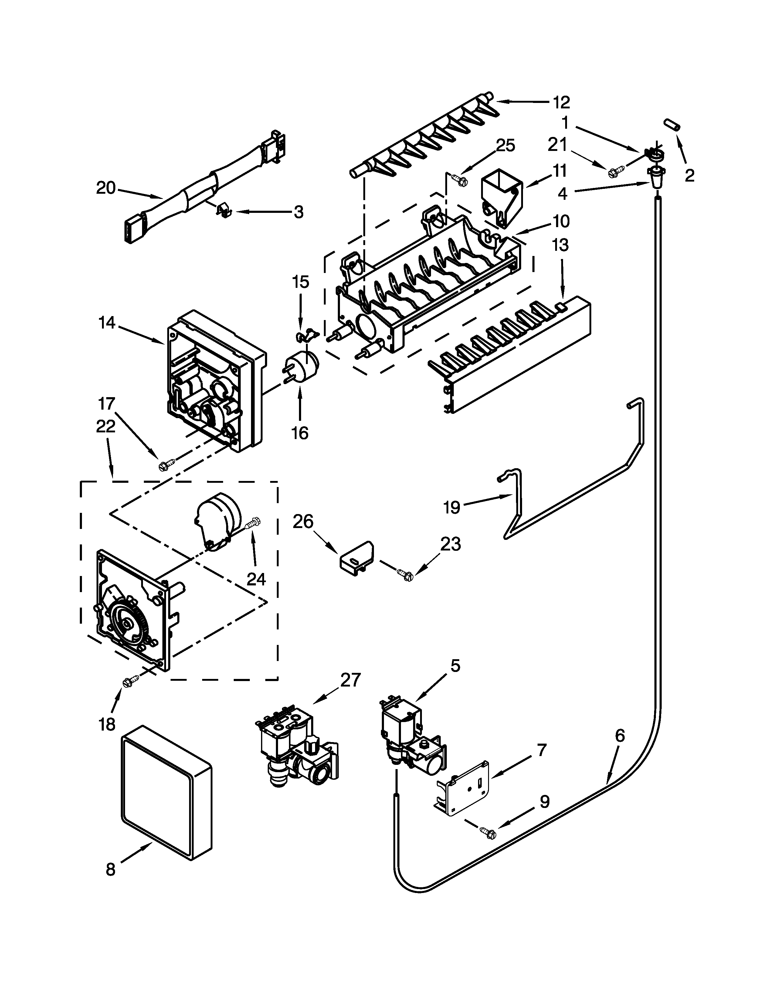 KitchenAid KRFF300EBL00 icemaker parts diagram