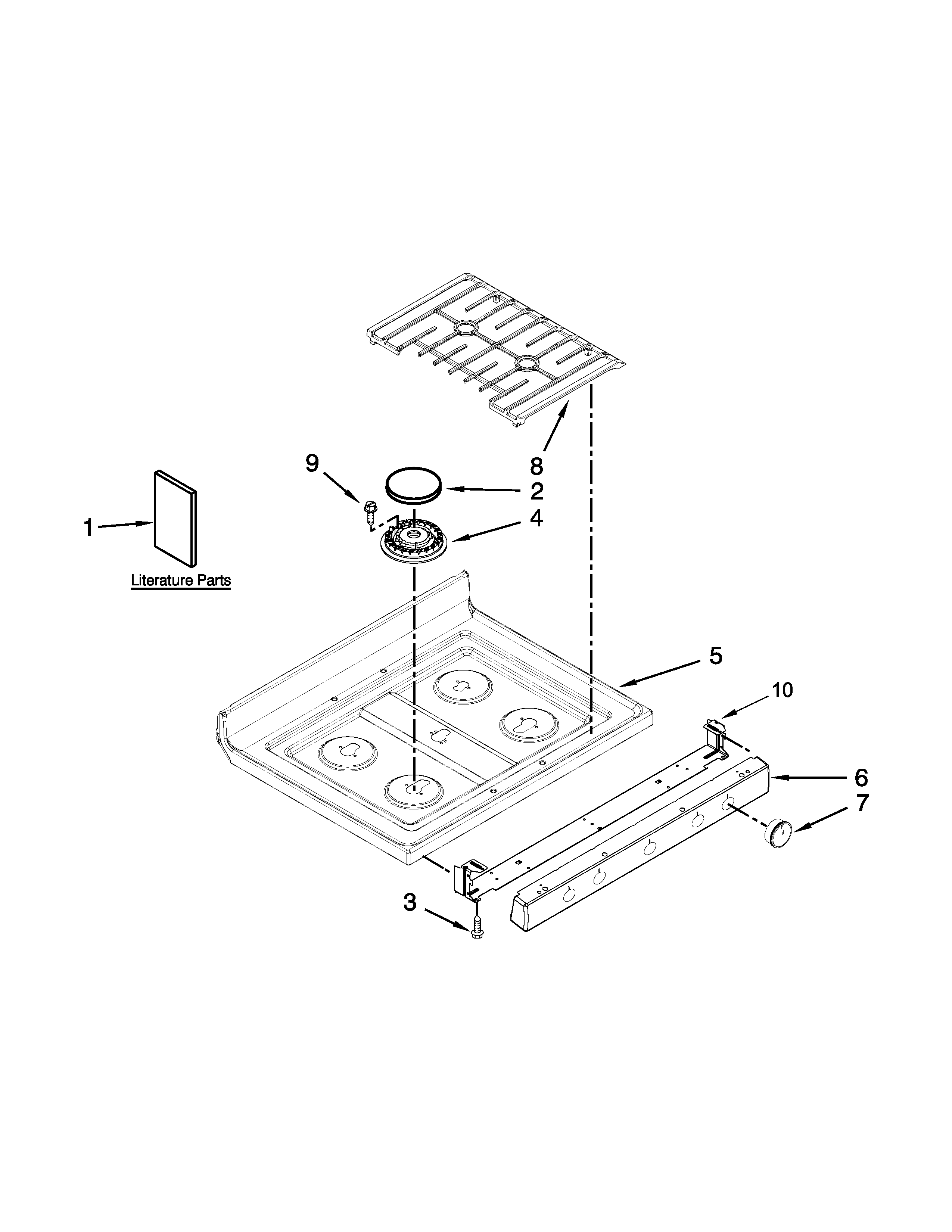 Whirlpool WFG540H0AW1 cooktop parts diagram