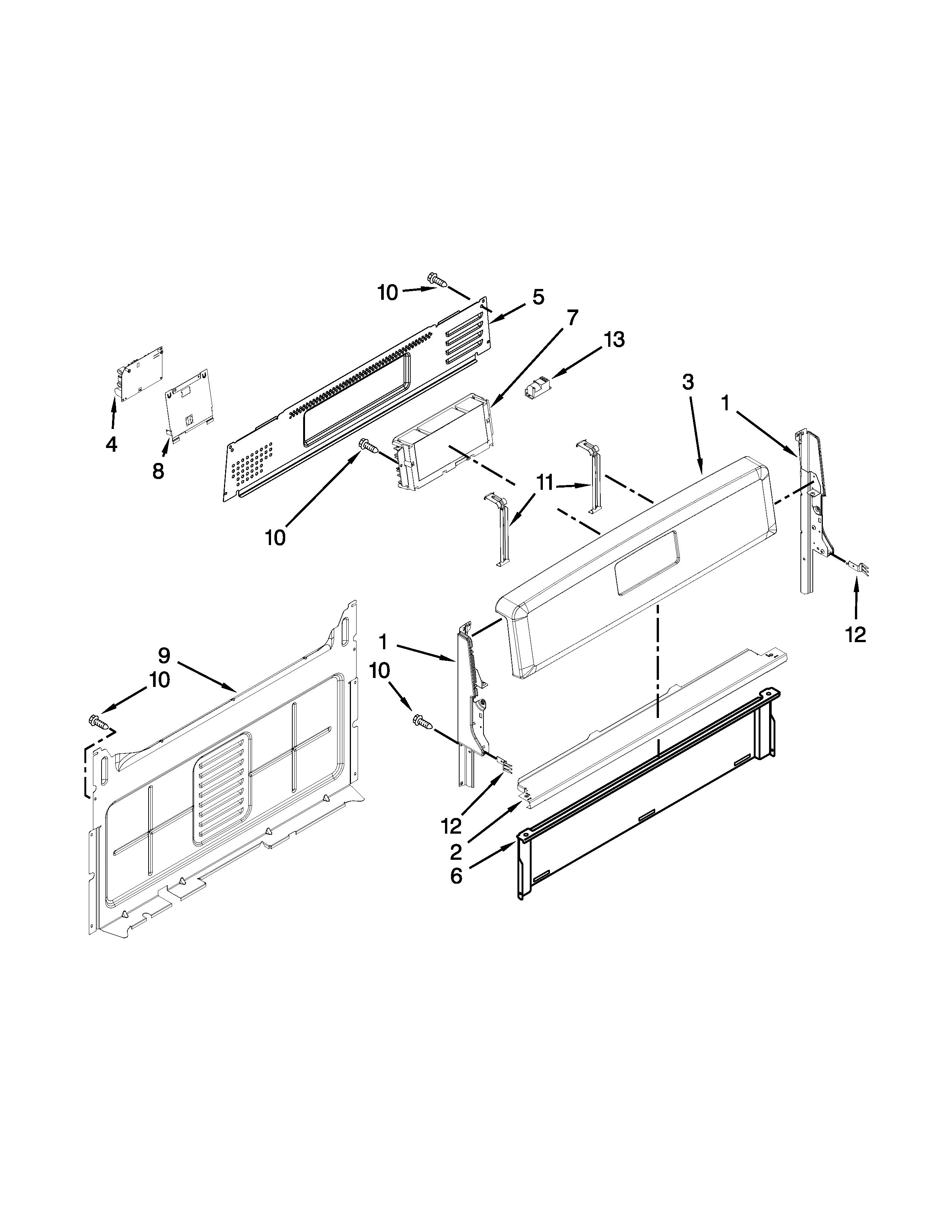Whirlpool WFG540H0AW1 control panel parts diagram