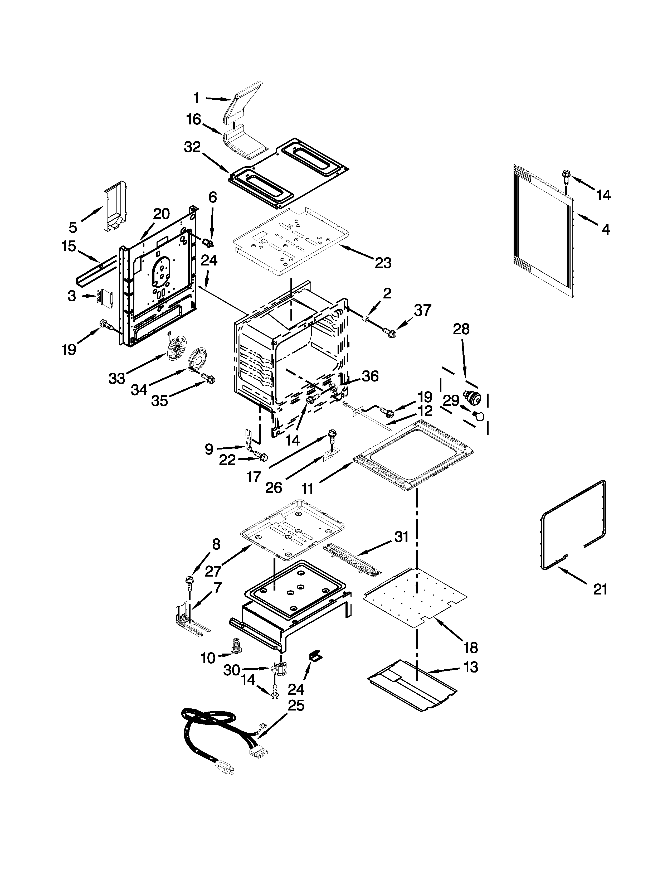 Whirlpool WFG540H0AW1 chassis parts diagram