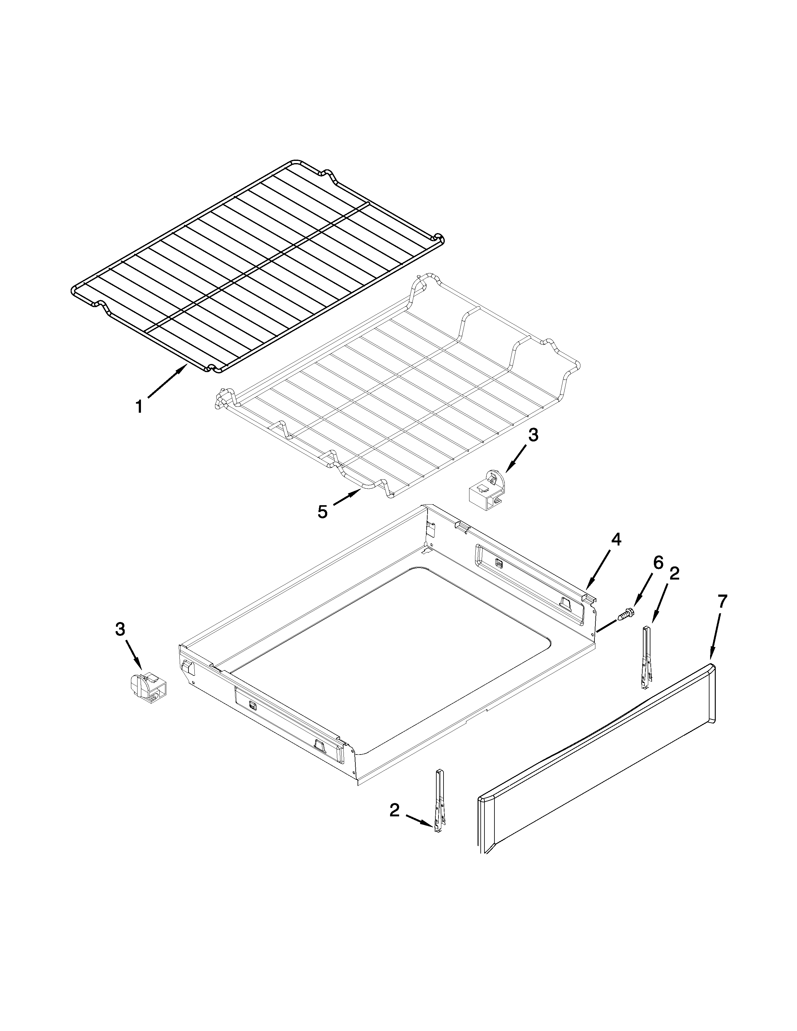 Whirlpool WFG540H0AW1 drawer and broiler parts diagram