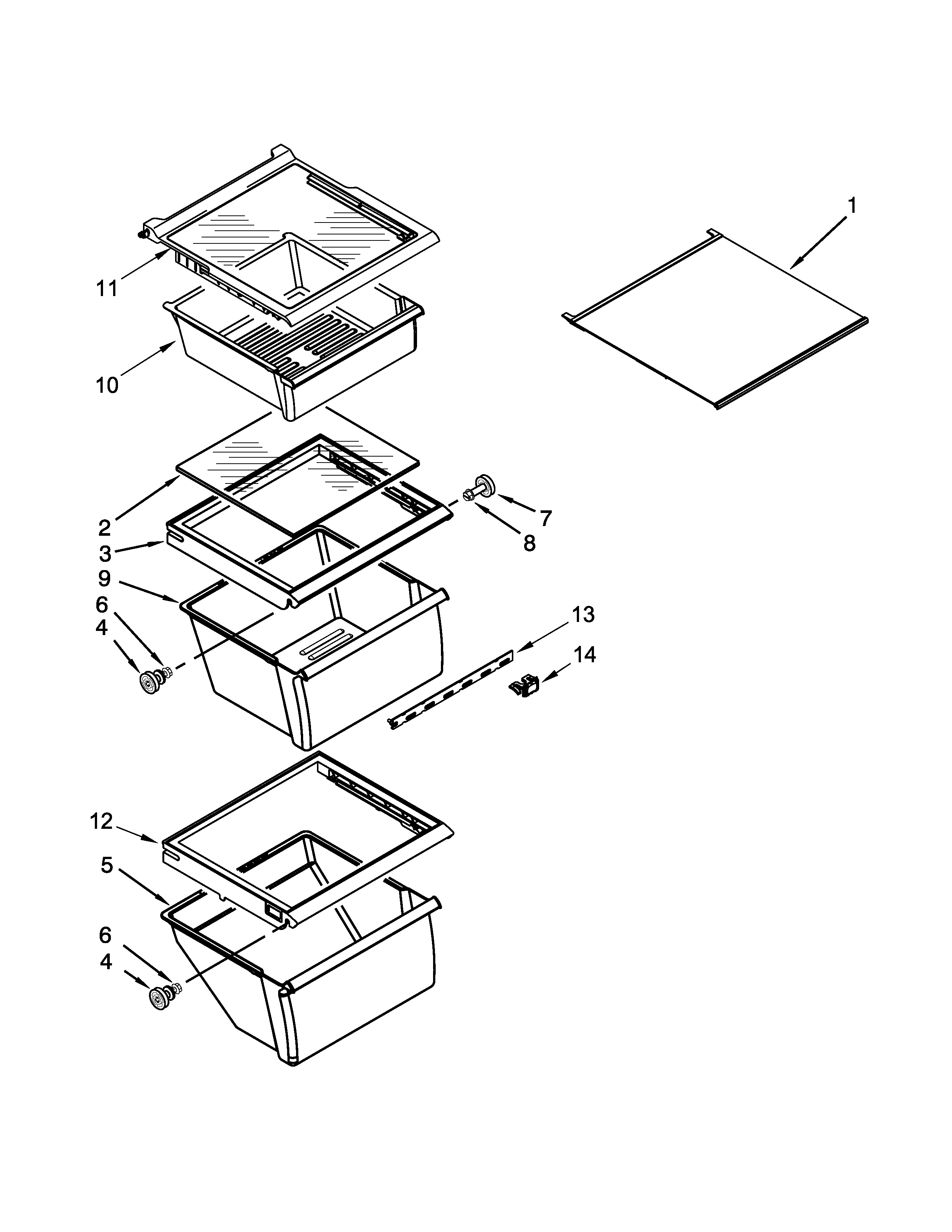 Maytag MSF21D4MDE02 refrigerator shelf parts diagram