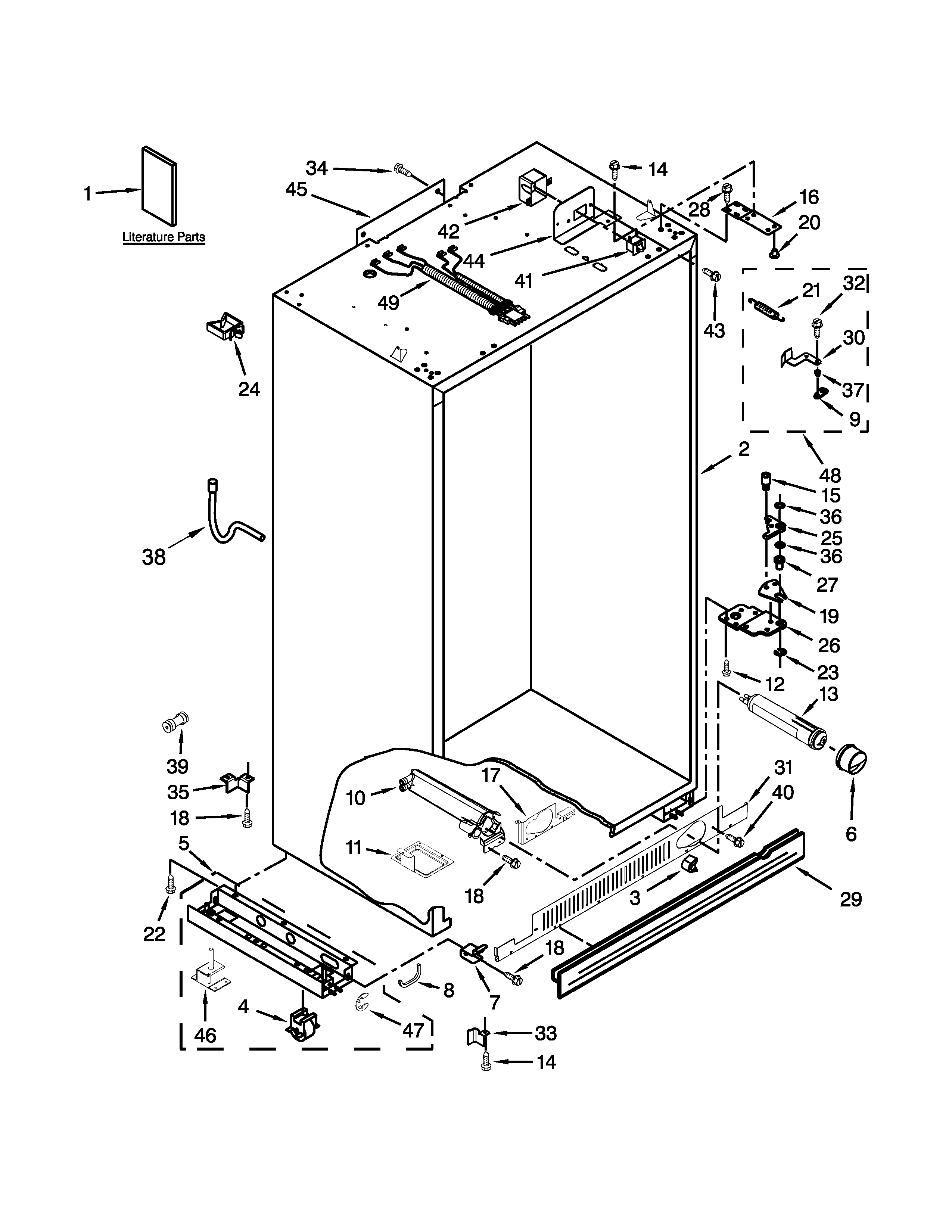 KitchenAid KSSC36QTS08 cabinet parts diagram