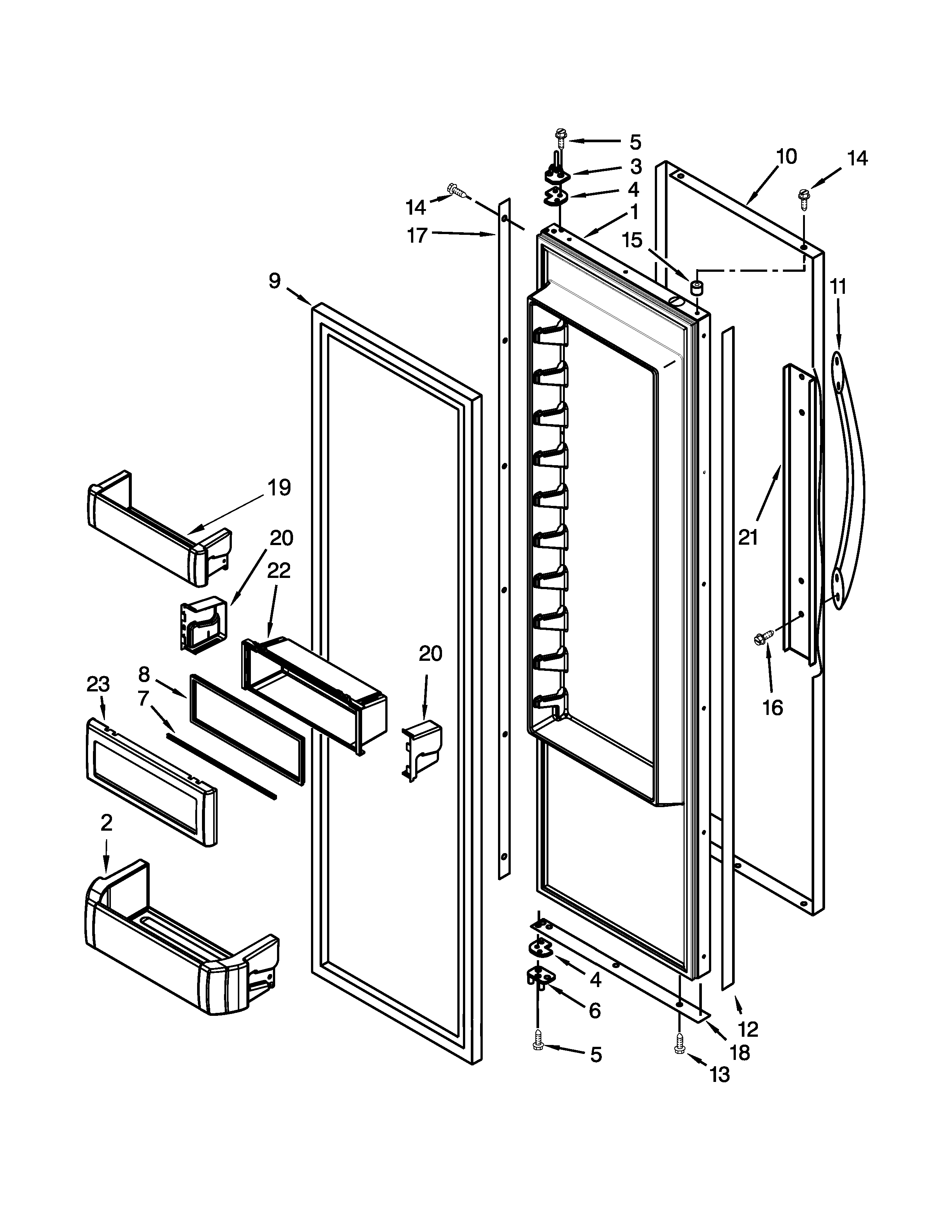 KitchenAid KSSC36QTS08 refrigerator door parts diagram