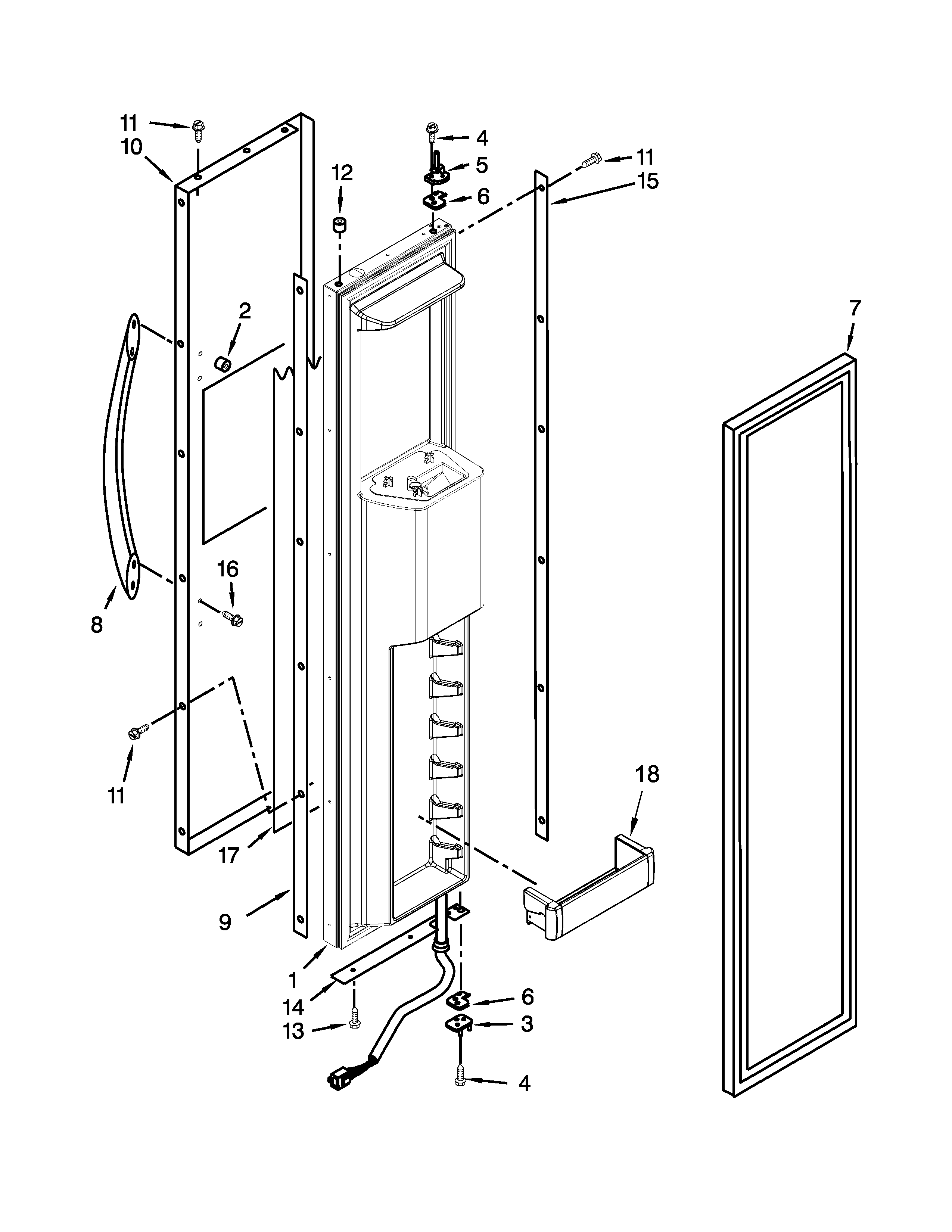 KitchenAid KSSC36QTS08 freezer door parts diagram