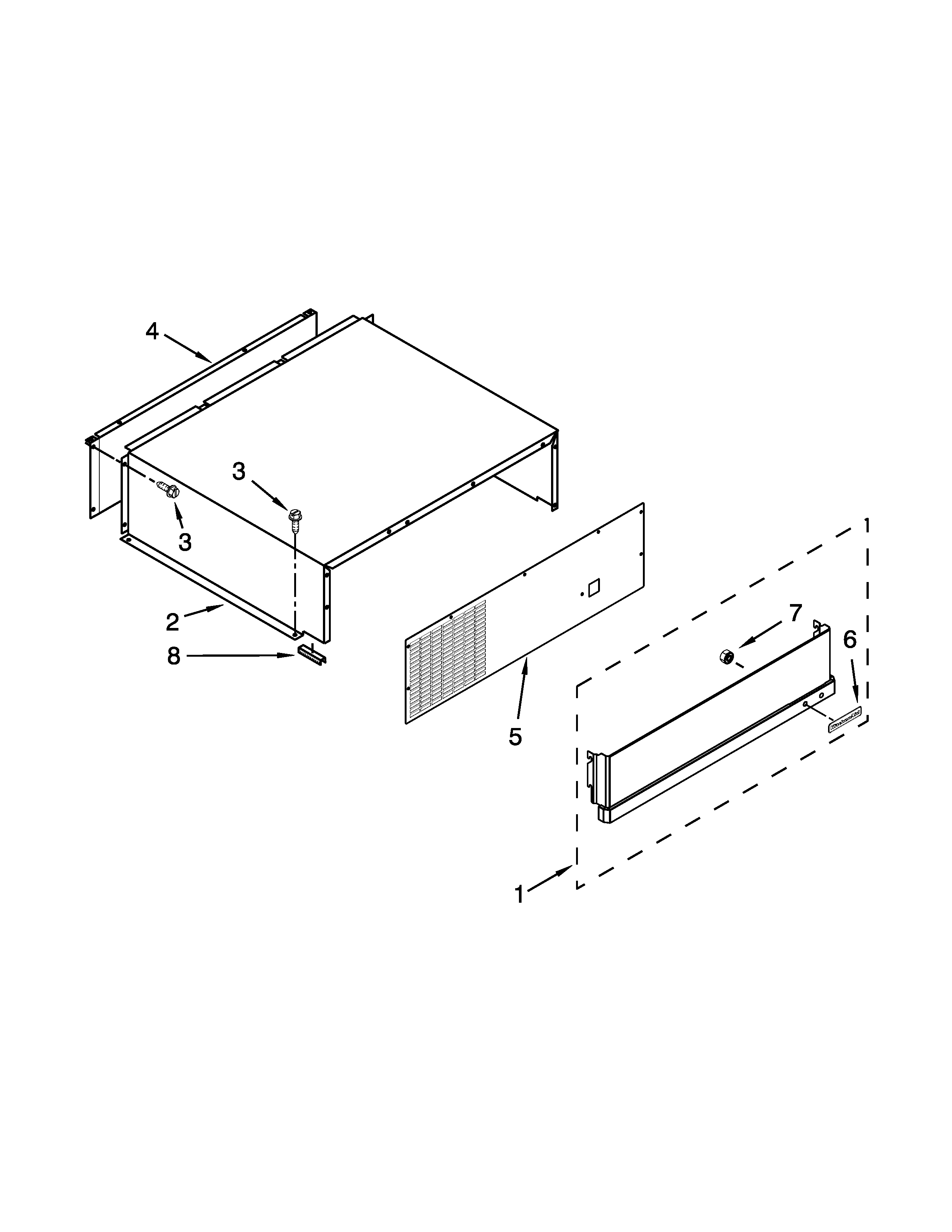 KitchenAid KSSC36QTS08 top grille and unit cover parts diagram