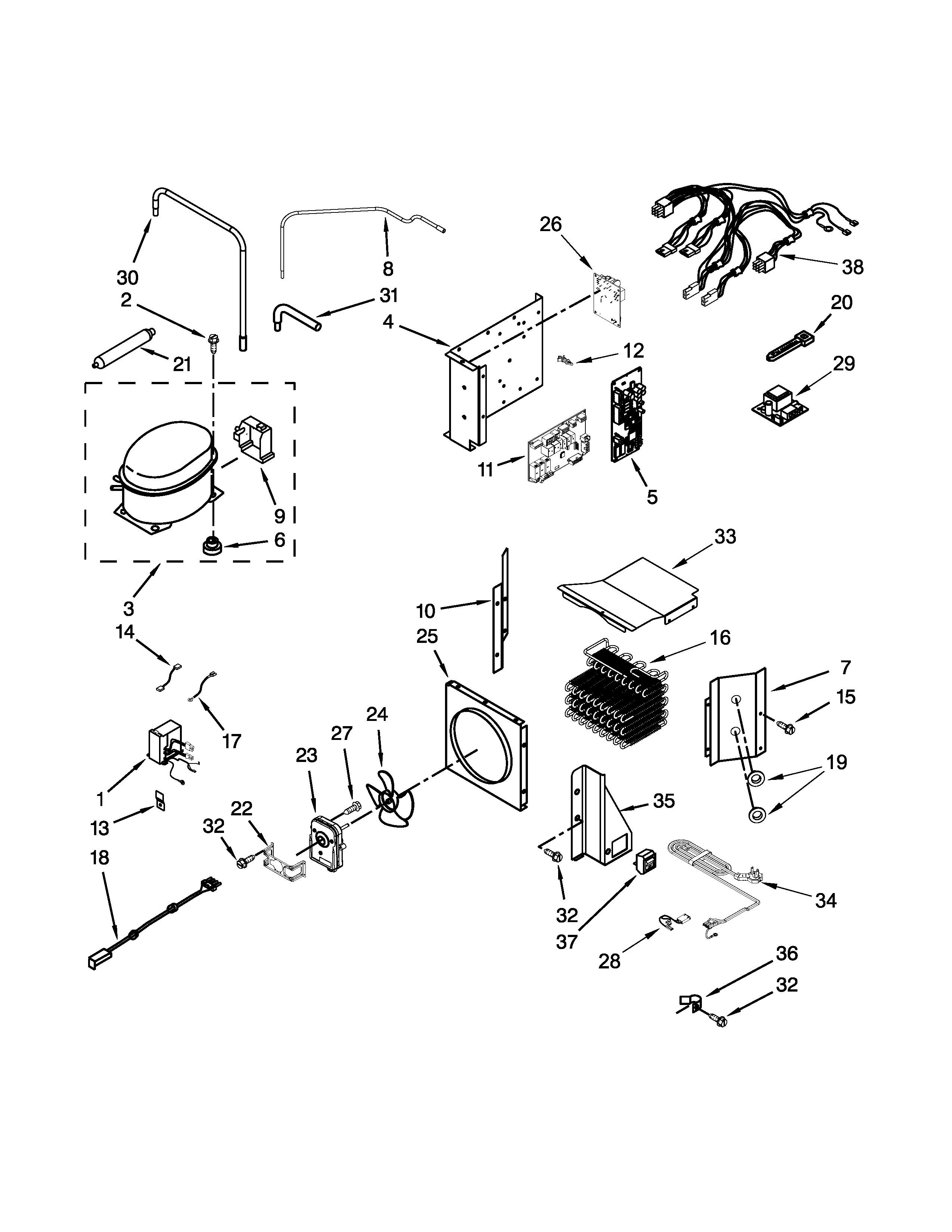 KitchenAid KSSC36QTS08 upper unit parts diagram