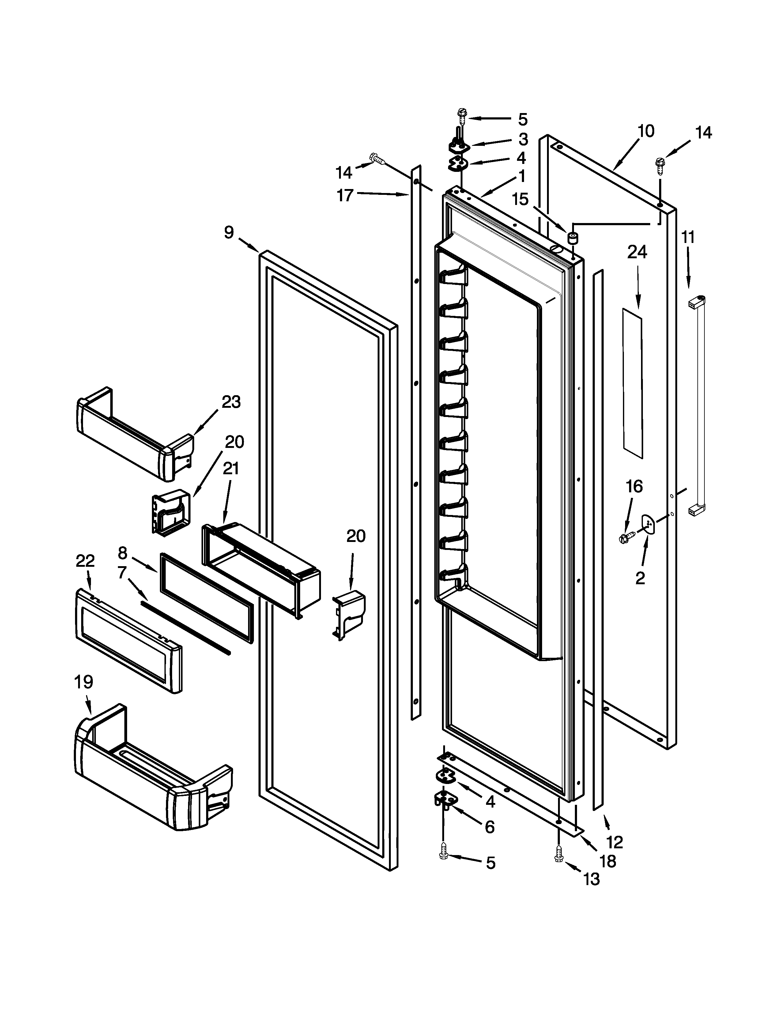 KitchenAid KBSD508ESS00 refrigerator door parts diagram