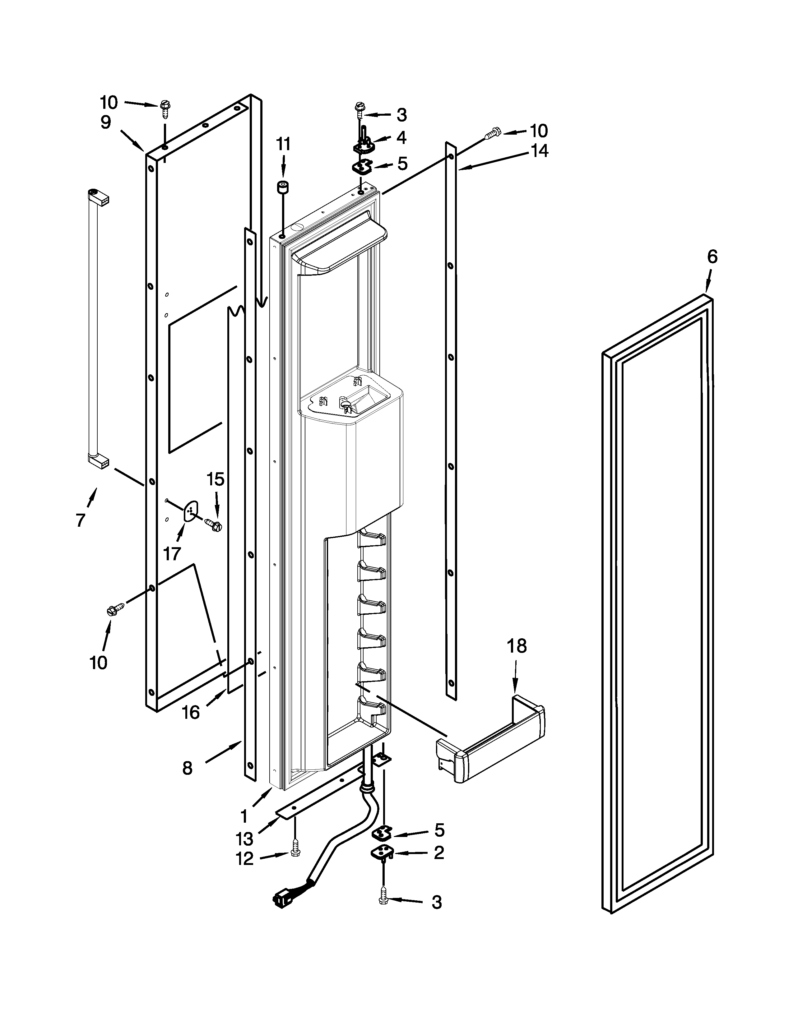 KitchenAid KBSD508ESS00 freezer door parts diagram