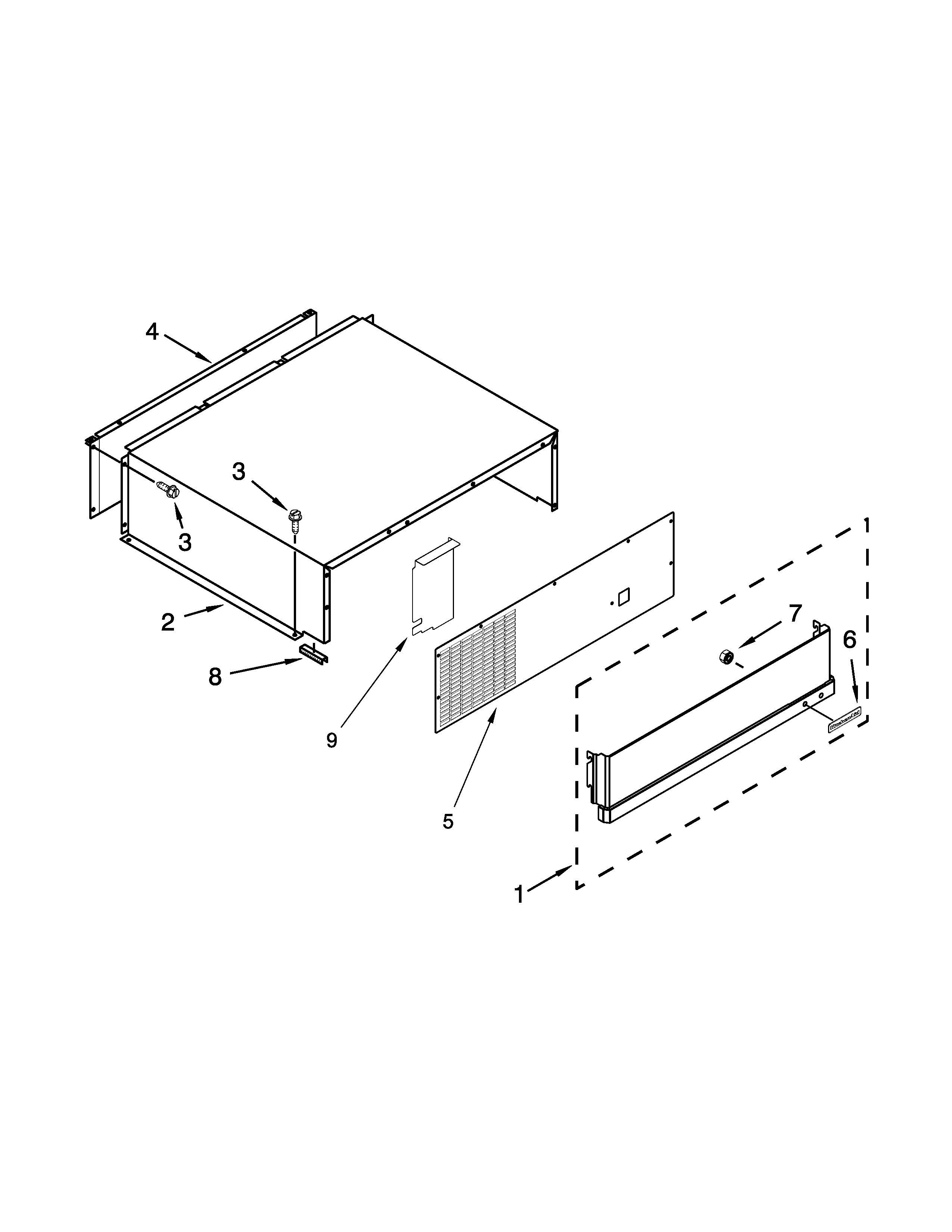 KitchenAid KBSD508ESS00 top grille and unit cover parts diagram