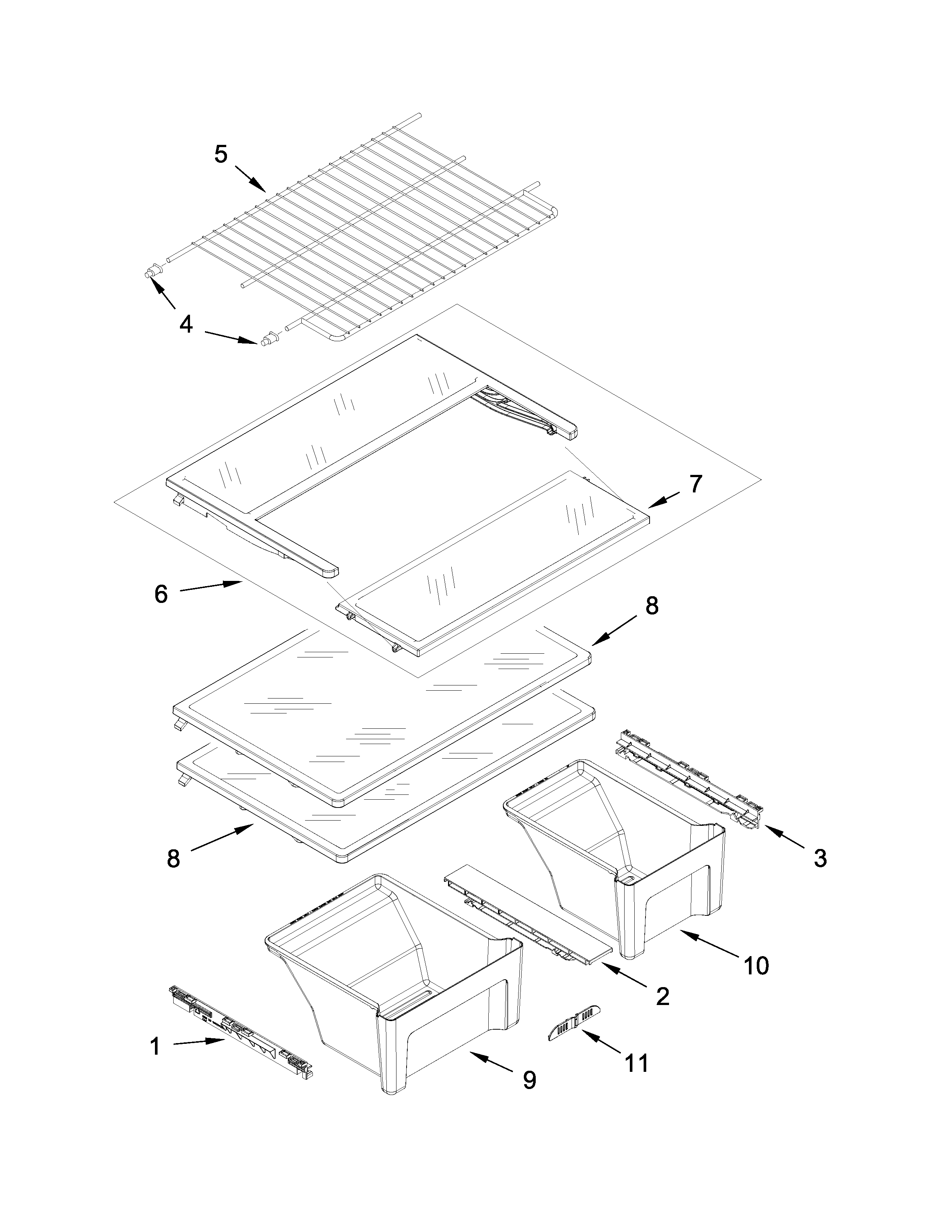 Gladiator GARF19XXYK01 shelf parts diagram