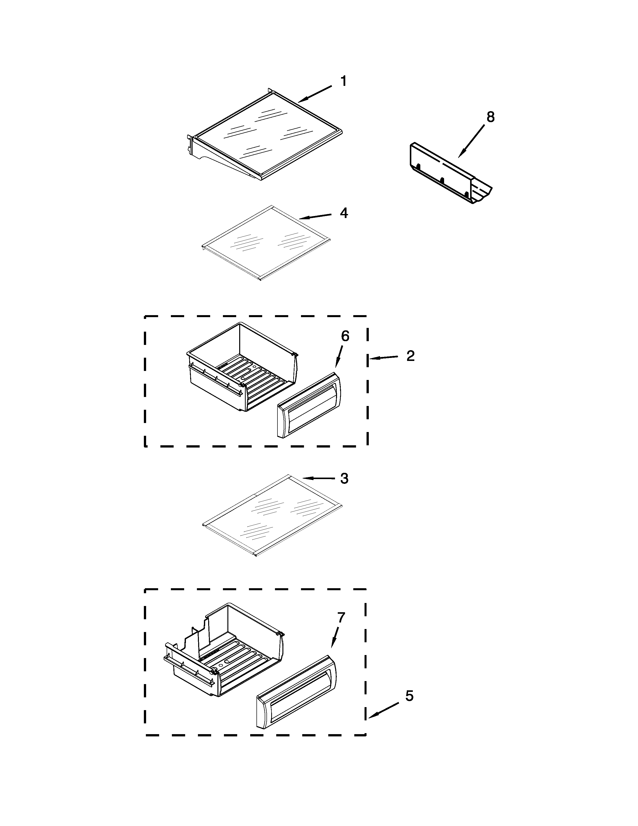 KitchenAid KBSD502ESS00 refrigerator shelf parts diagram