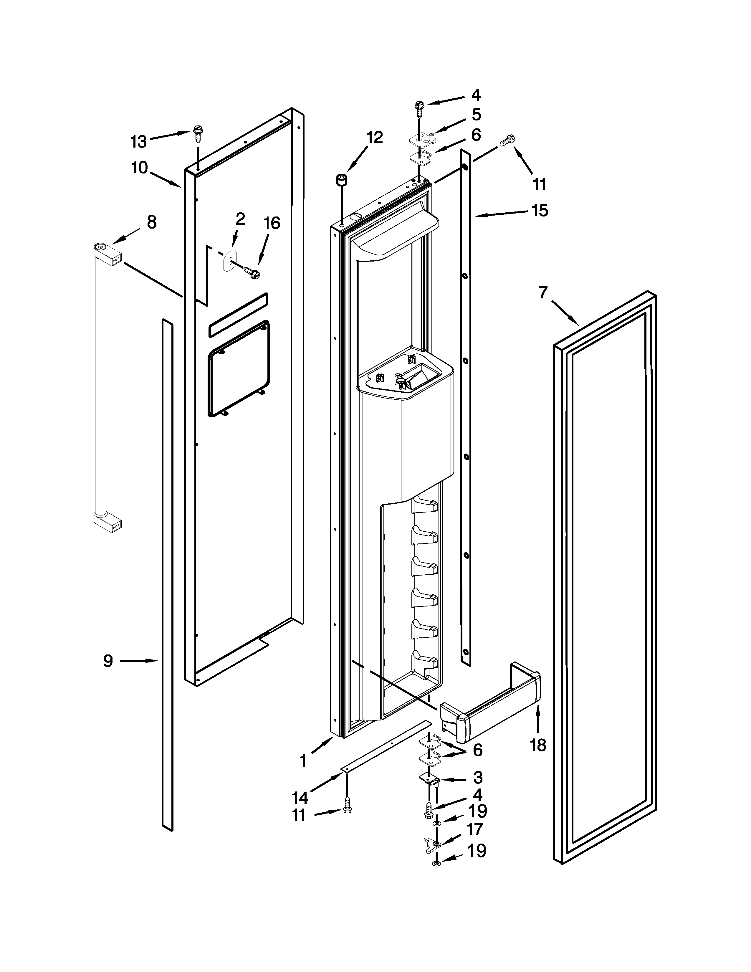KitchenAid KBSD502ESS00 freezer door parts diagram